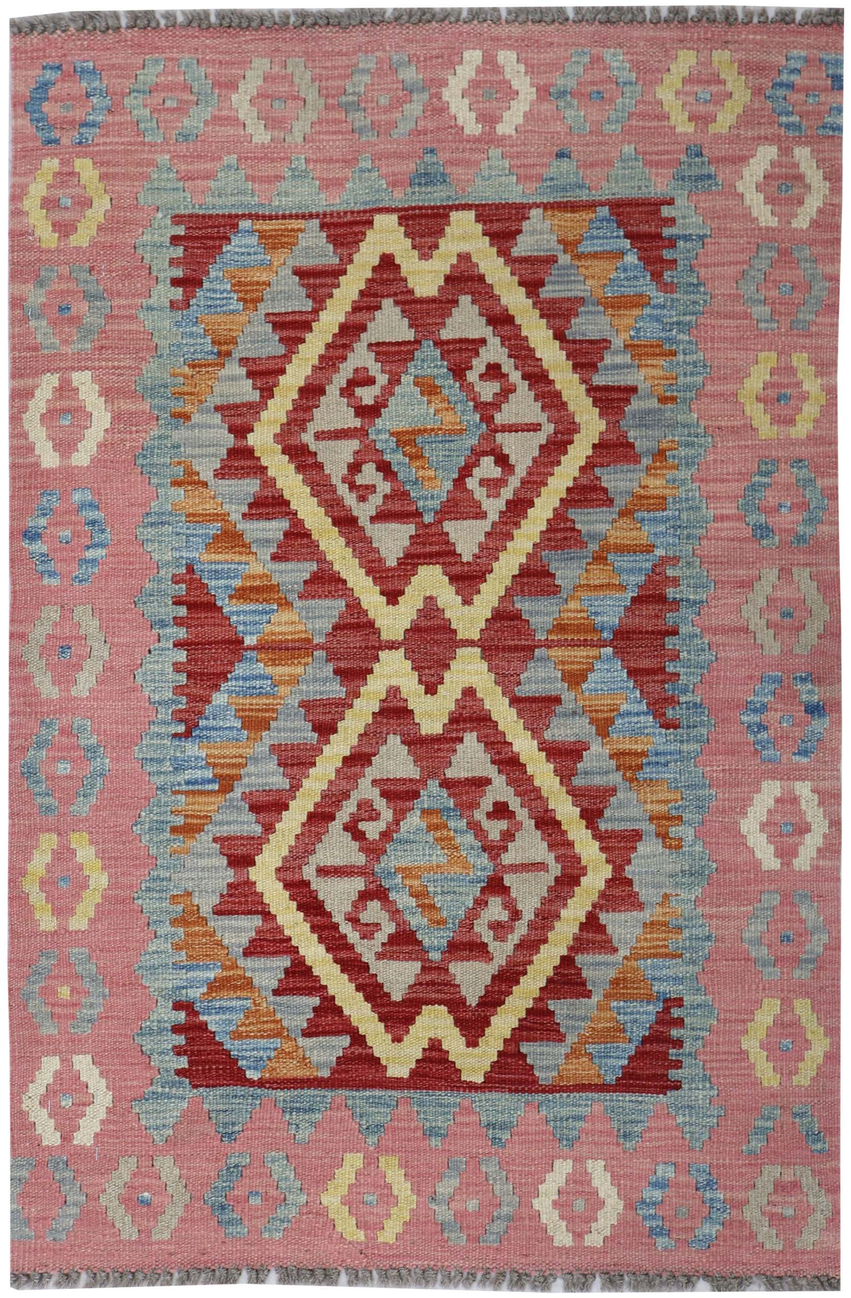 CABBEL Orientteppich 112x80 cm Kilim Multicolor Kelim Teppich Schurwolle Handgewebt Unikat, rechteckig, Höhe: 4 mm, 100% Schurwolle – weich und pflegeleicht