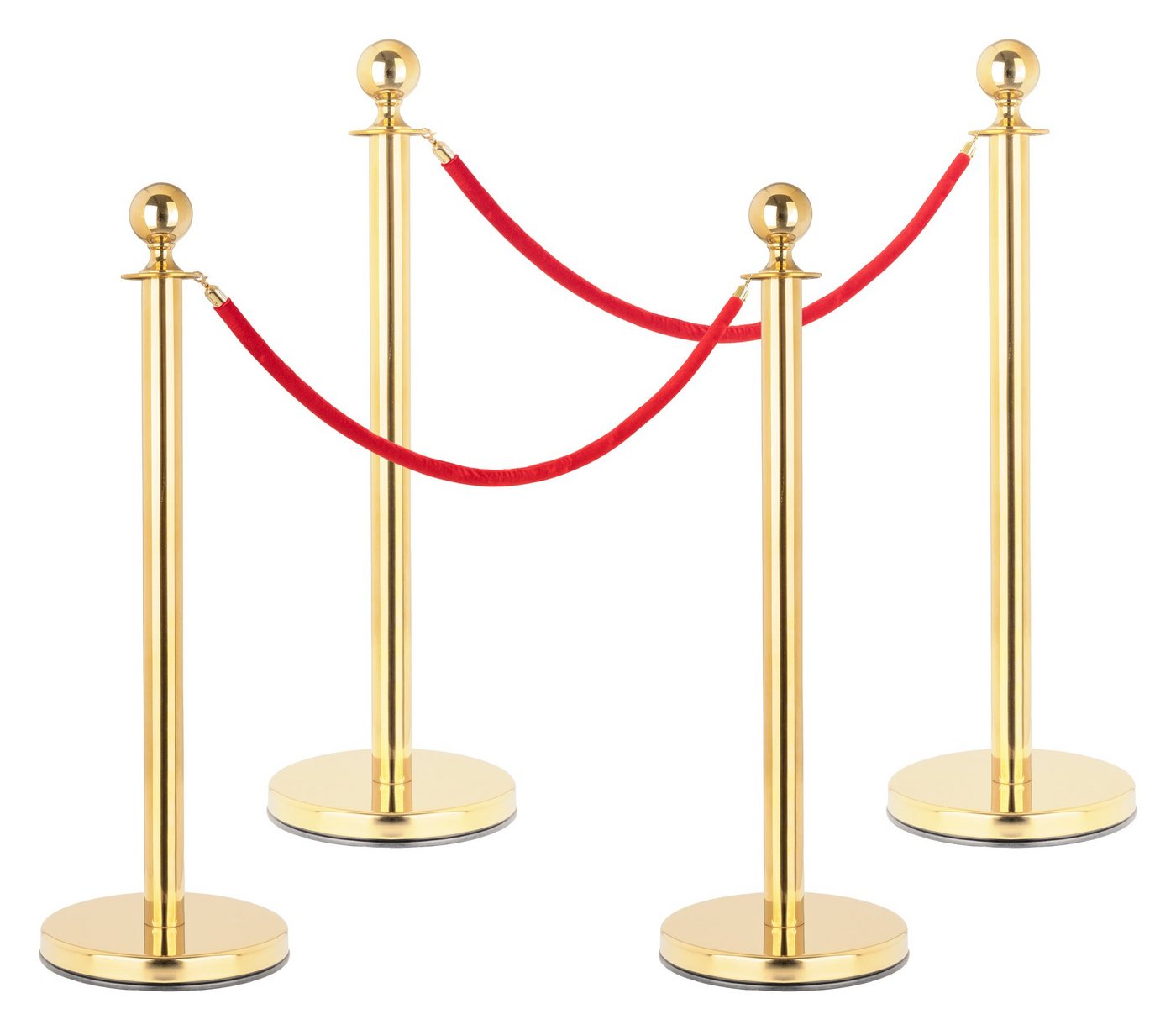 Stagecaptain Absperrpfosten PLS-150 Absperrständer Personenleitsystem (4.2 Deluxe, 6-tlg., 4 Edelstahl-Stative und 2 Seile mit 1,5 m Länge), kombinierbar mit weiteren Stativen