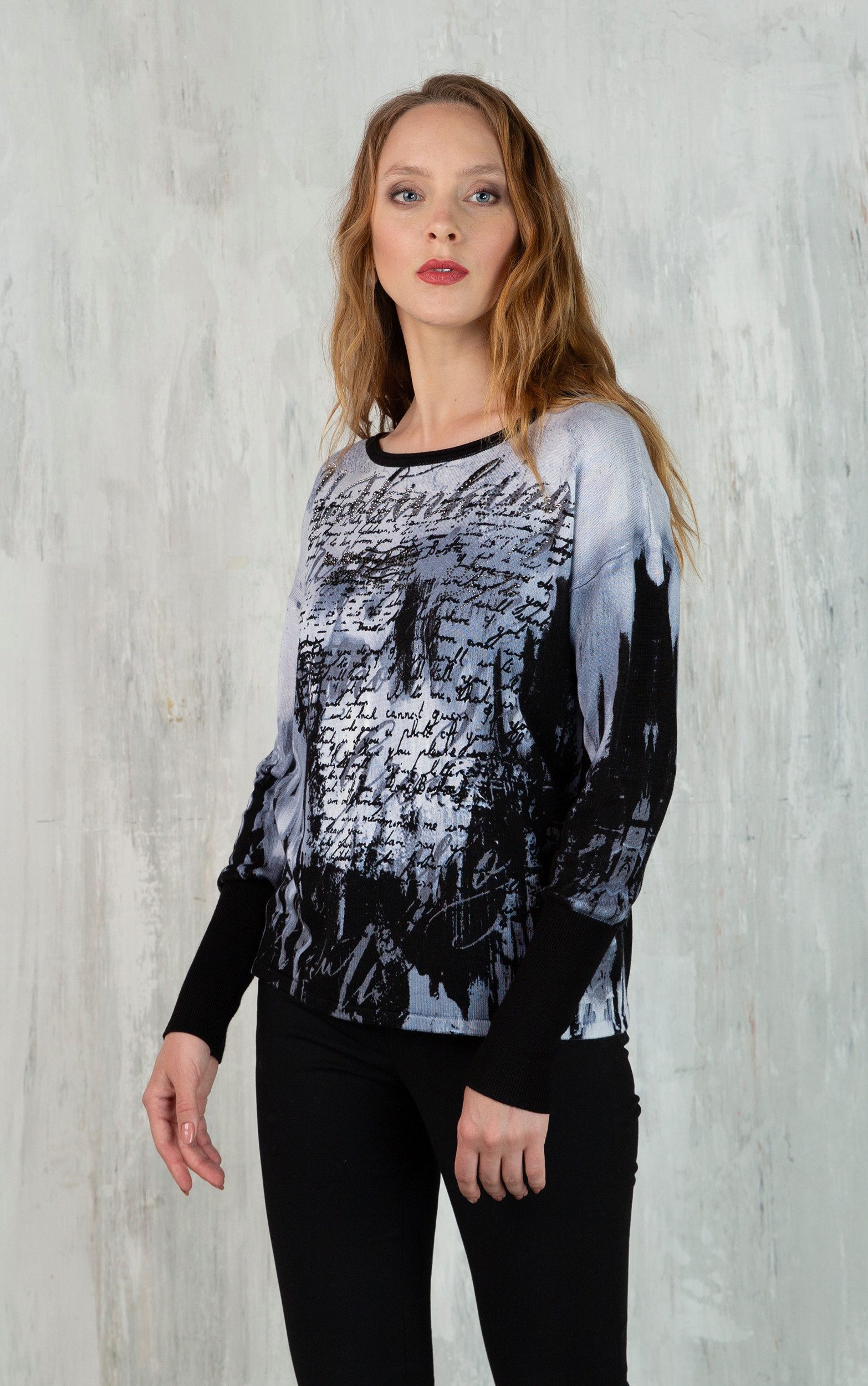 Passioni Strickpullover mit Schriftmuster günstig online kaufen