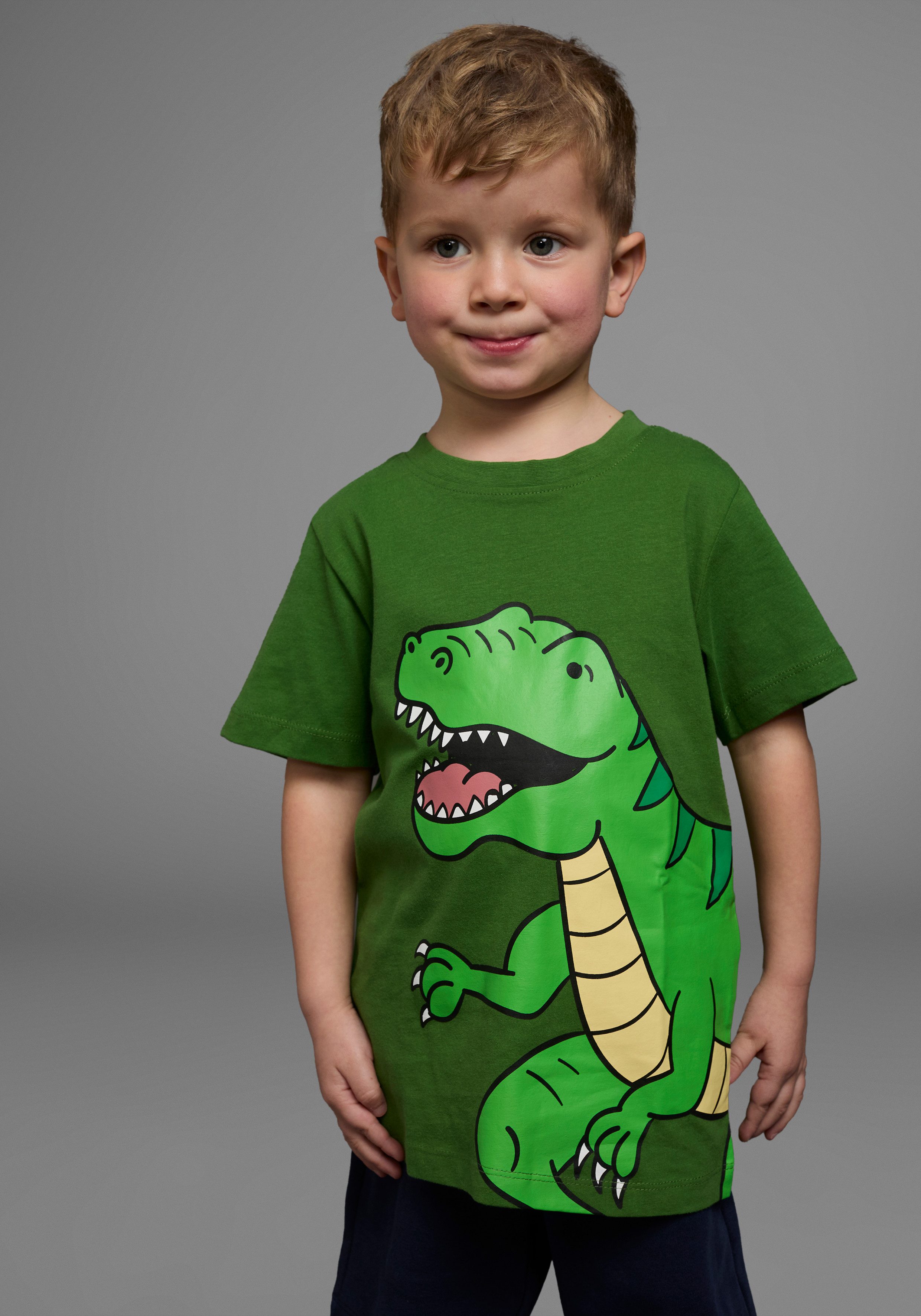 KIDSWORLD T-Shirt DINOSAURIER Kurzarm, Basic-Passform, bedruckt, Rundhalsausschnitt