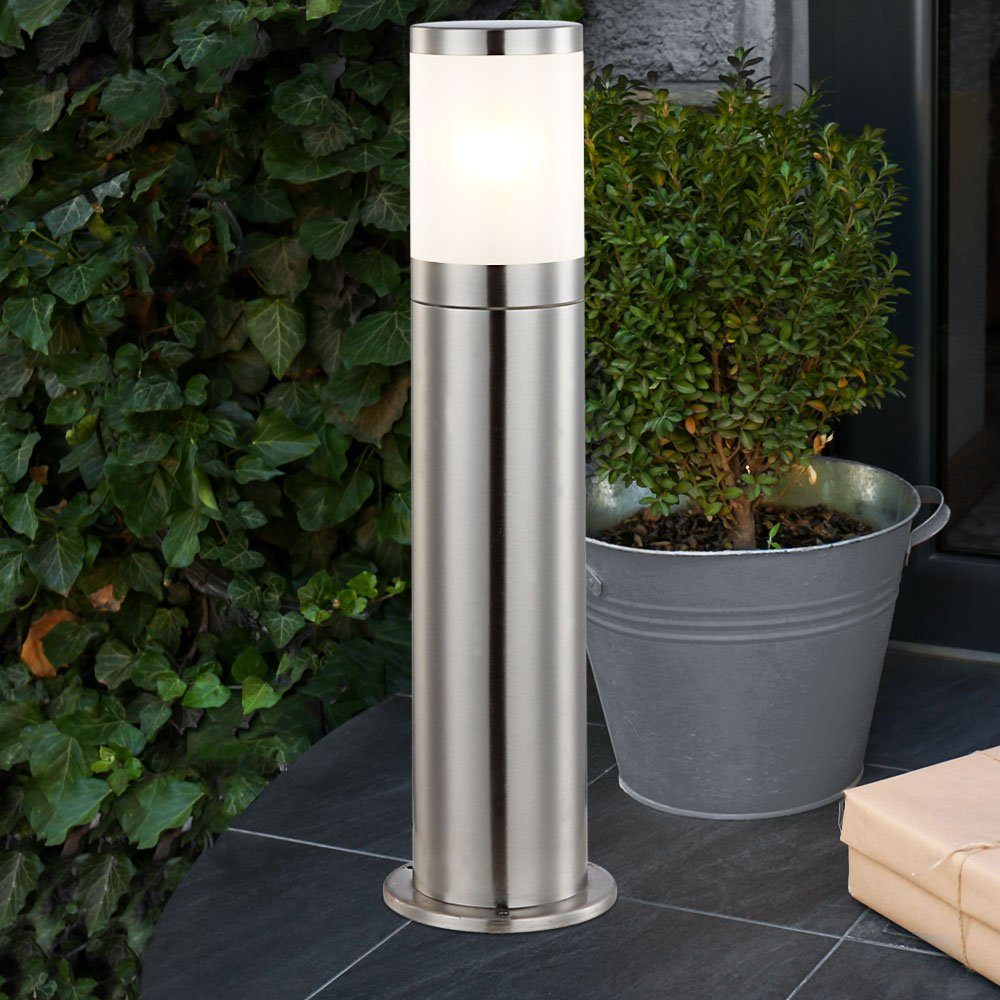 Stand inklusive, Edelstahl LED Außen Garten etc-shop Leuchte Leuchtmittel Steh Sockel Warmweiß, Außen-Stehlampe, Lampe