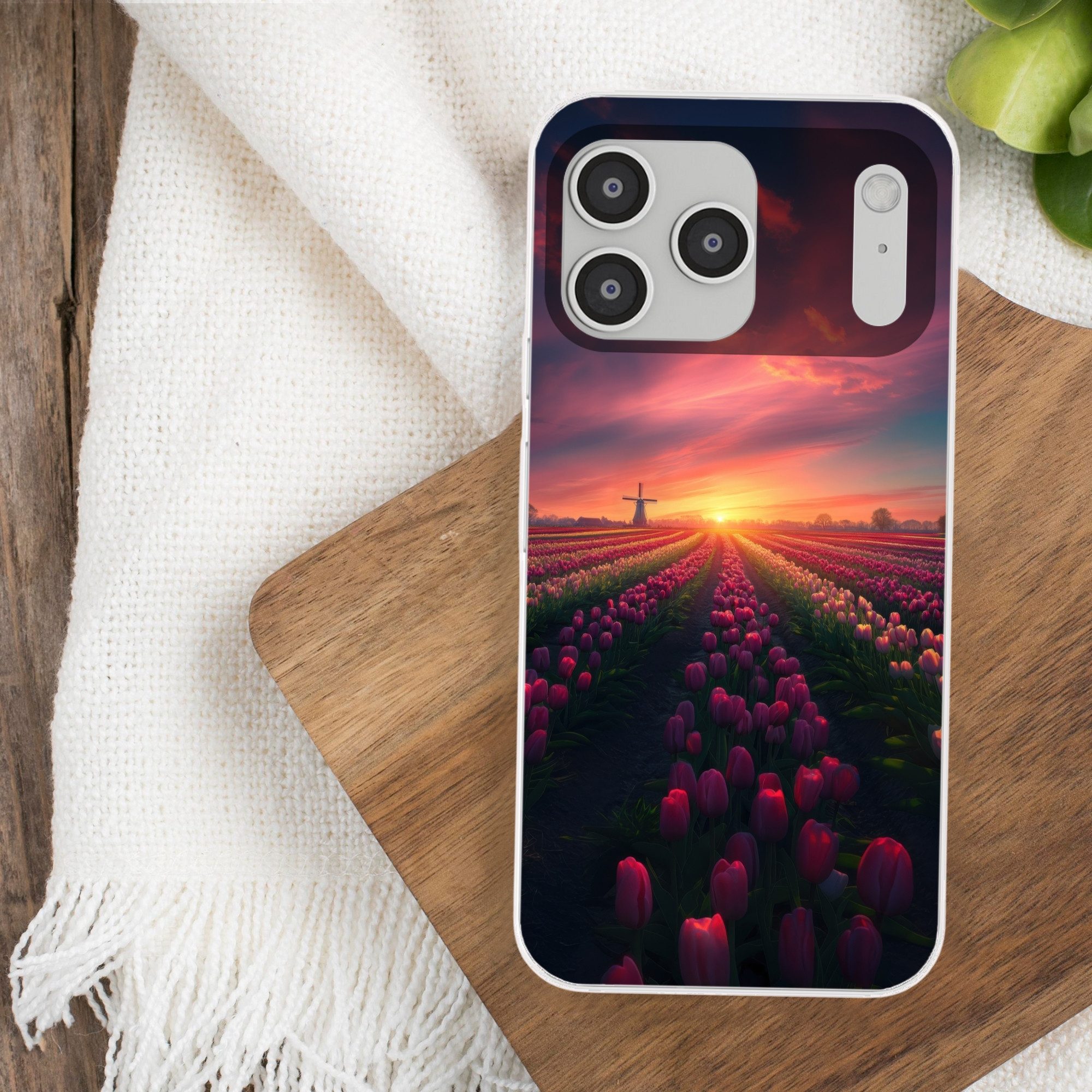 MuchoWow Handyhülle für Apple iPhone 17 Pro Max Windmühle - Sonnenuntergang - Landschaft, Smartphone-Bumper, Print, Handy Schutzhülle Dünn