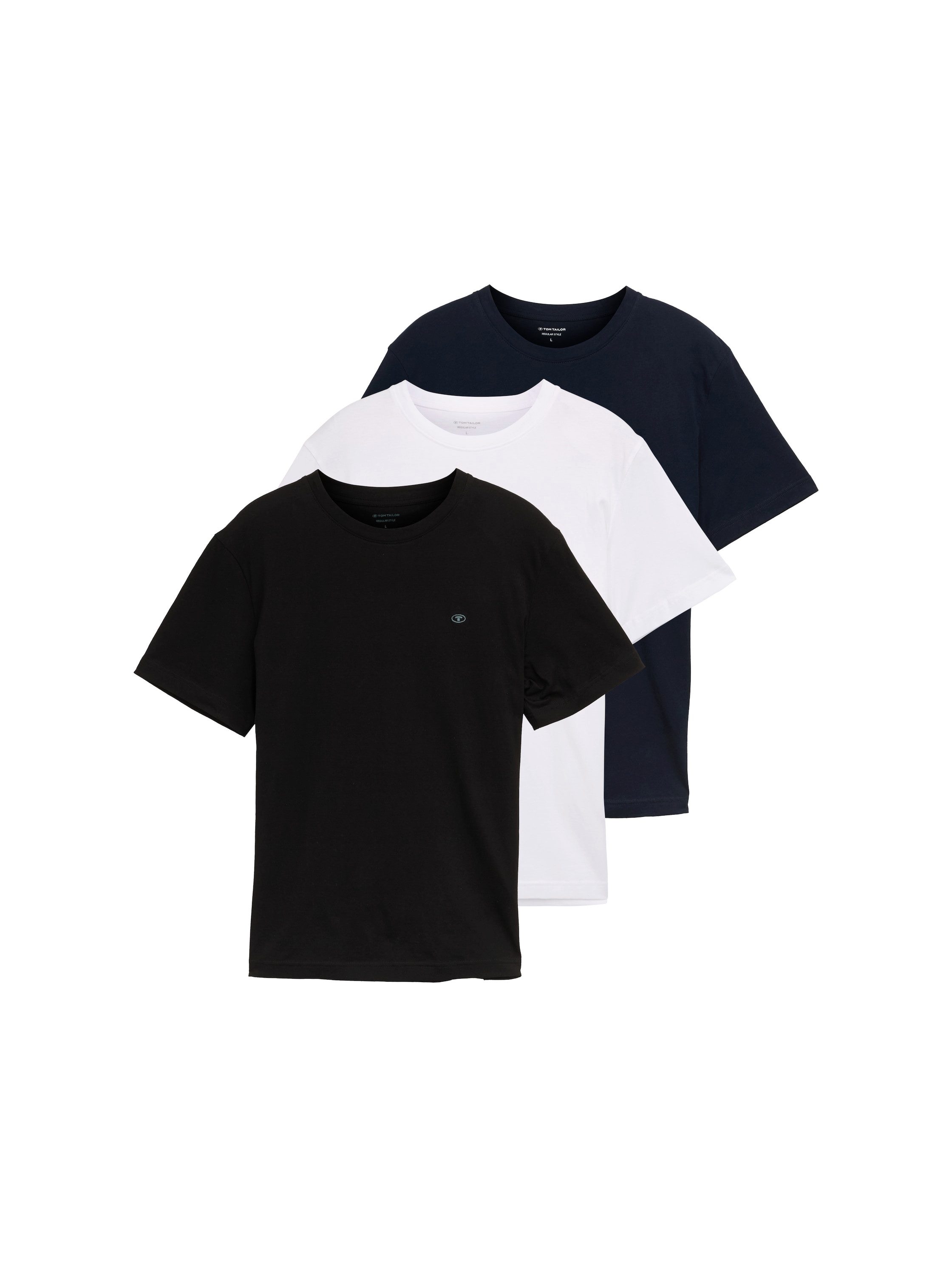TOM TAILOR T-Shirt (Packung, 3-tlg) 3er Pack mit Logo-Stickerei