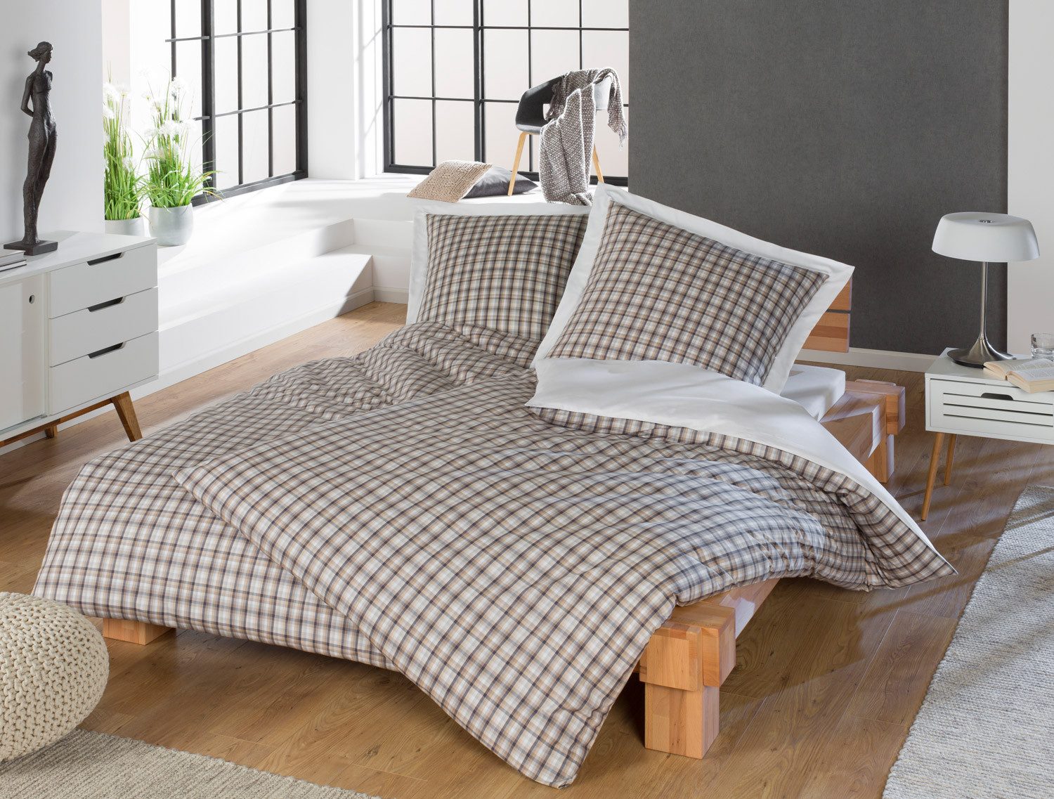 BETTWAESCHE-MIT-STIL Bettwäsche Mako Perkal Karo Wende günstig online kaufen