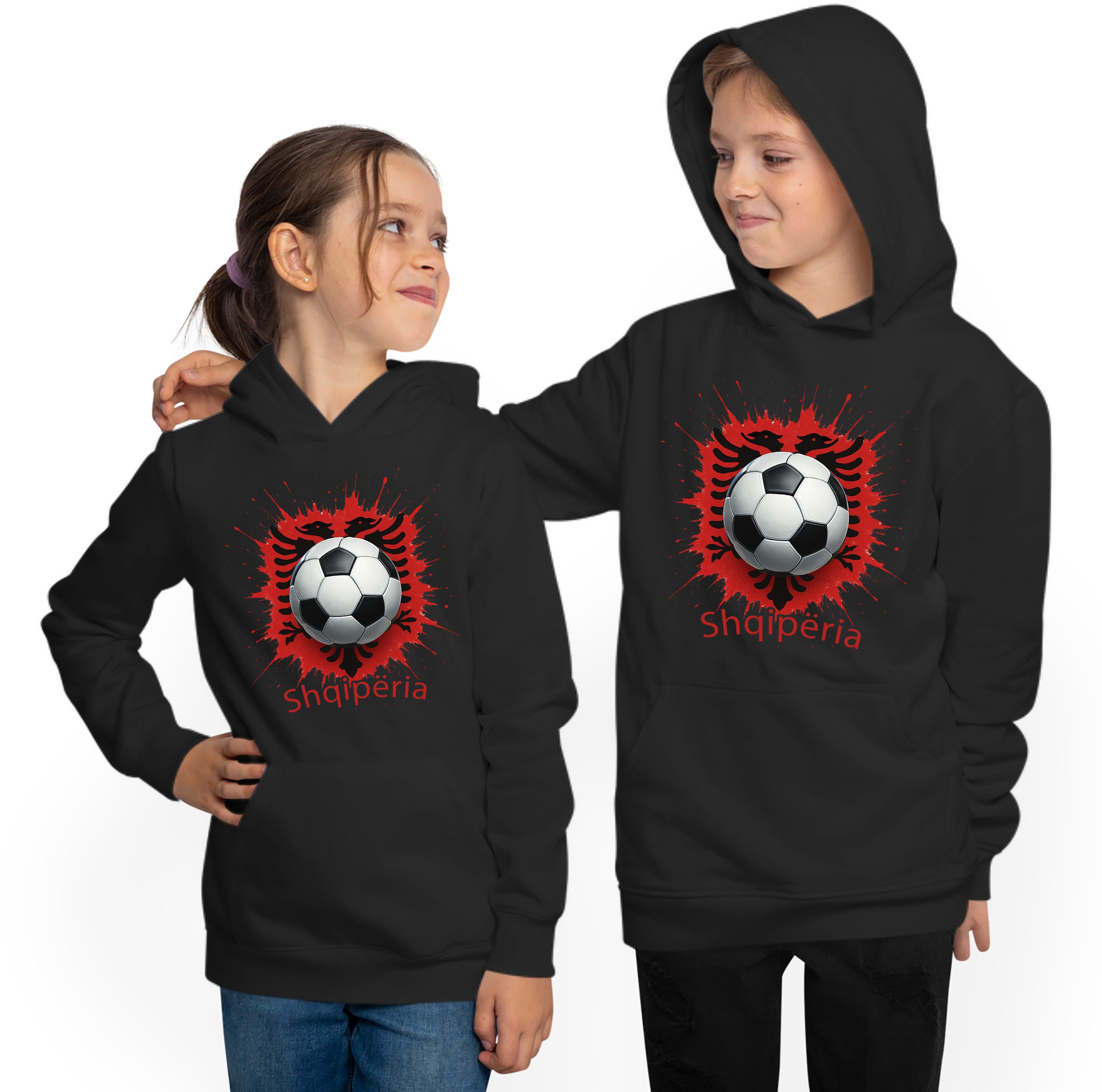 MyDesign24 Hoodie Kinder WM Hoodie Fussball Kapuzensweater – Albanien Fan Hoodie i669