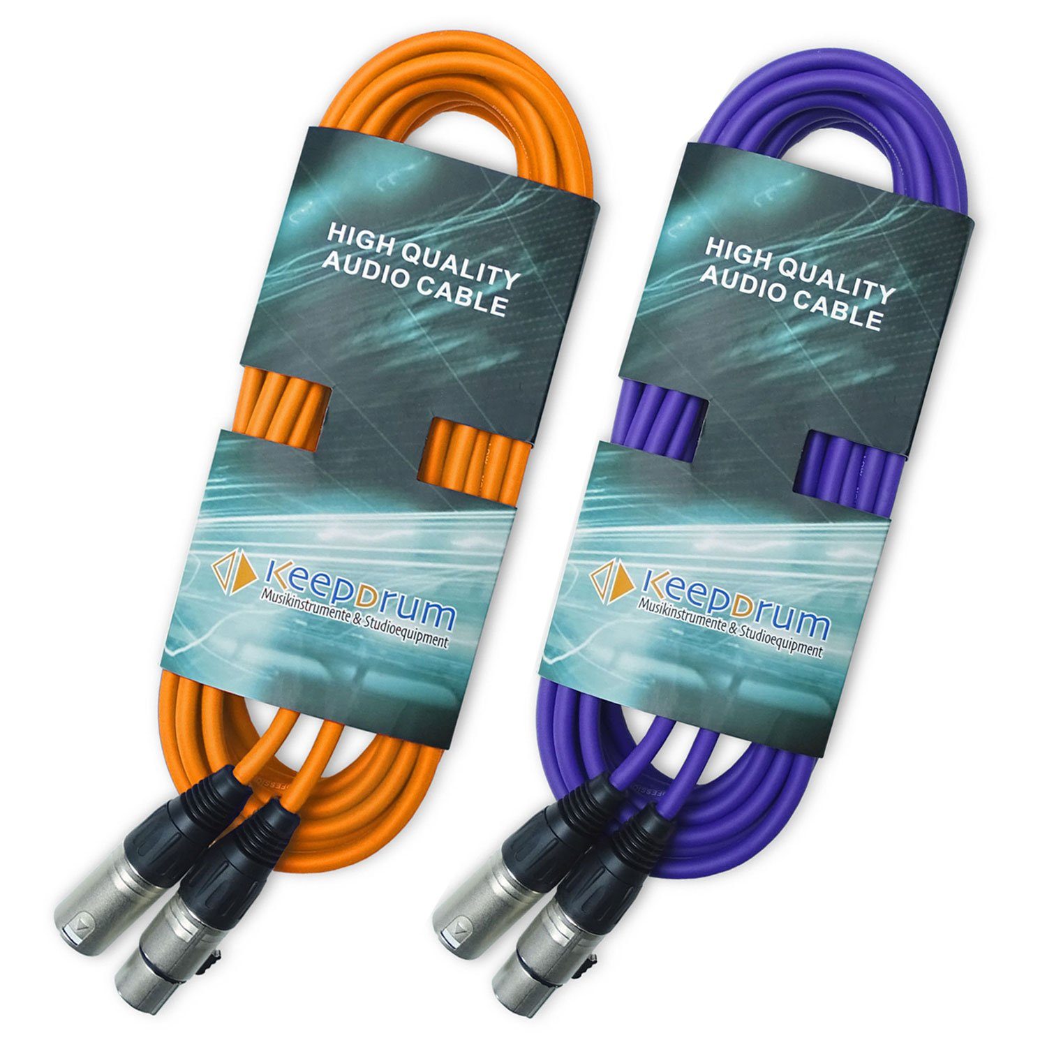 keepdrum keepdrum Mikrofonkabel XLR 10m Orange Lila 2 Stück Audio-Kabel, XLR 3-polig