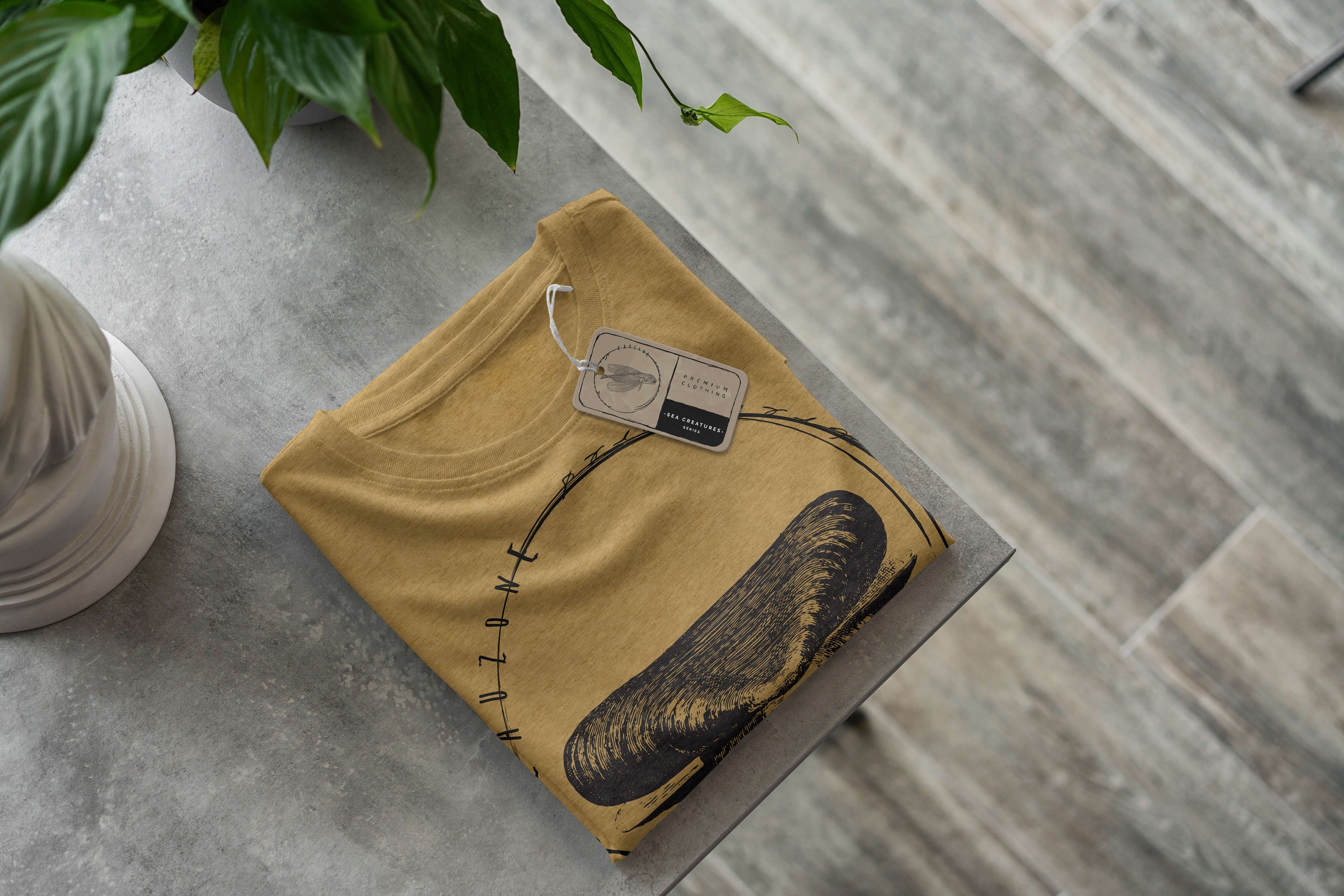 sportlicher / Antique Serie: - 047 Sinus Sea Sea feine T-Shirt Fische Art Gold und Creatures, Schnitt Tiefsee T-Shirt Struktur