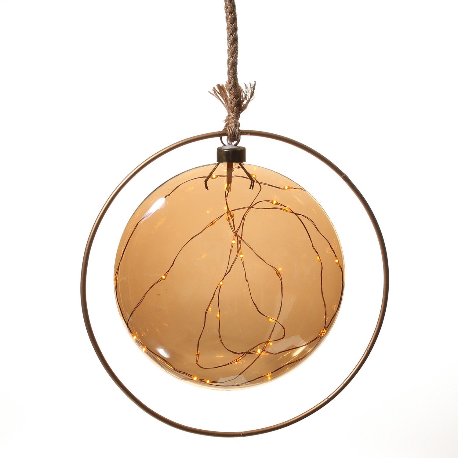 MARELIDA LED Dekolicht LED Glaskugel im Ring Deko Kugel Juteseil LED Kreis günstig online kaufen
