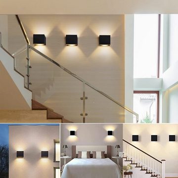 LETGOSPT Wandleuchte Wandleuchten Außen LED 6W Innen Wandbeleuchtung 3000K Wandlampe, LED fest integriert, Warmweiß, Wandleuchte IP20 für Wohnzimmer Schlafzimmer Balkon