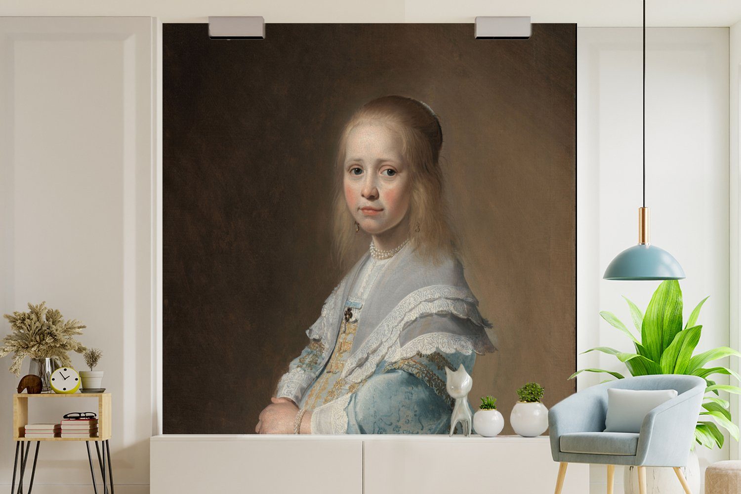 MuchoWow Fototapete Porträt eines Mädchens Johannes Küche, für Fototapete Gemälde St), (4 Wohnzimmer - von in Vliestapete Cornelisz., bedruckt, Matt, Blau Schlafzimmer