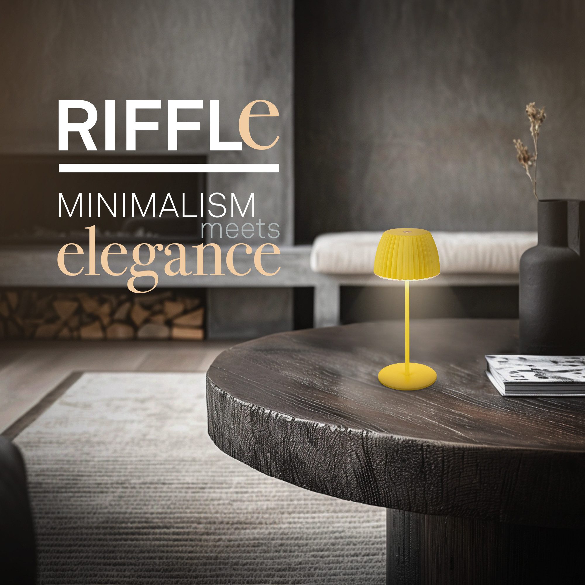 Briloner Leuchten LED Tischleuchte Riffle Tischlampe kabellos Akku USB-C dimmbar Design Award, LED fest integriert, 2700K- Extra-Warmweiß, Akku tauschbar, Indoor/Outdoor, Balkon, Wohnzimmer, Esszimmer