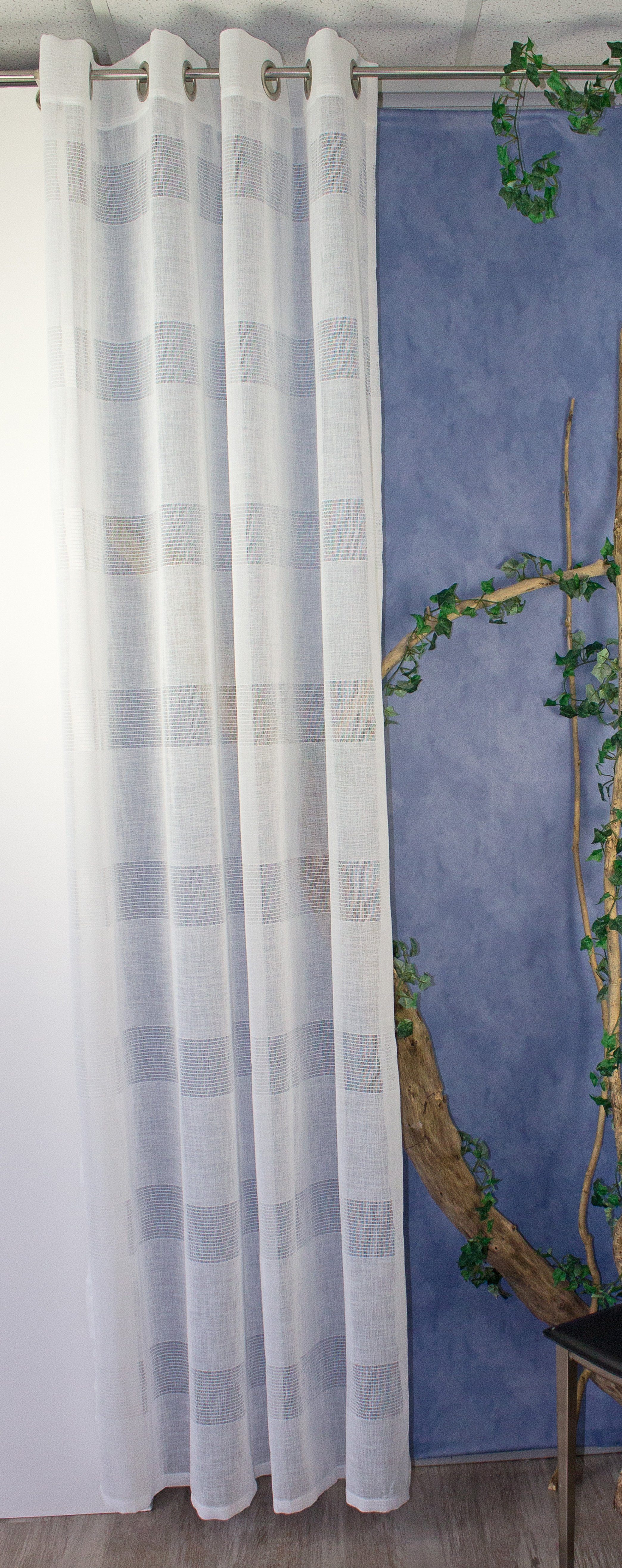 Vorhang Ösenschal Seitenschal Vorhang "Linen" 140x245 cm Weiß Natur Beige  Braun Leinen Ösenvorhang, EXPERIENCE, Ösen (1 St), halbtransparent, Leinen,  mit 8 Ösen
