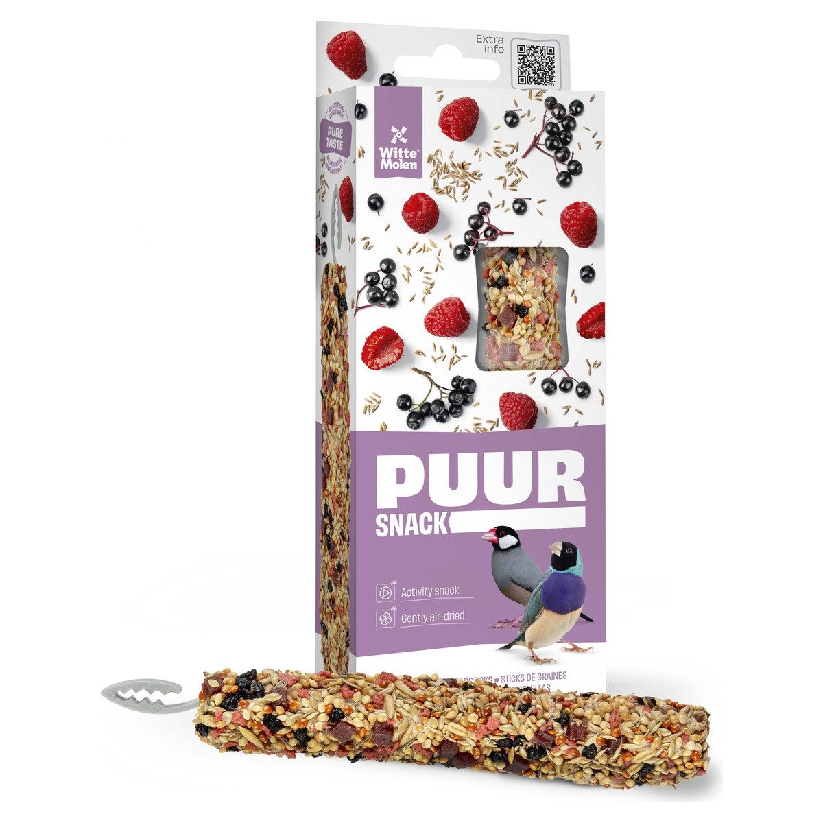 Witte Molen Puur Sticks Exoten Himbeere & Holunderbeere 60 g, Trockenfutter für: Vogel