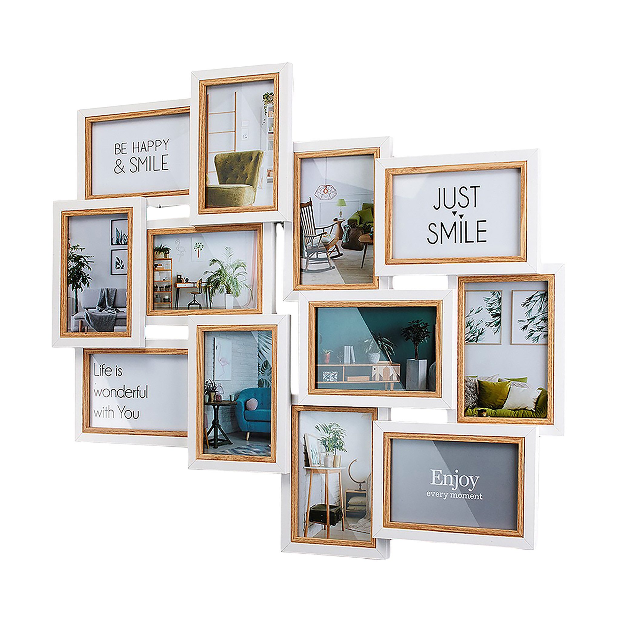 Kobolo Bilderrahmen Collage Bilderhalter Fotorahmen Holz BIG weiß braun 10x günstig online kaufen