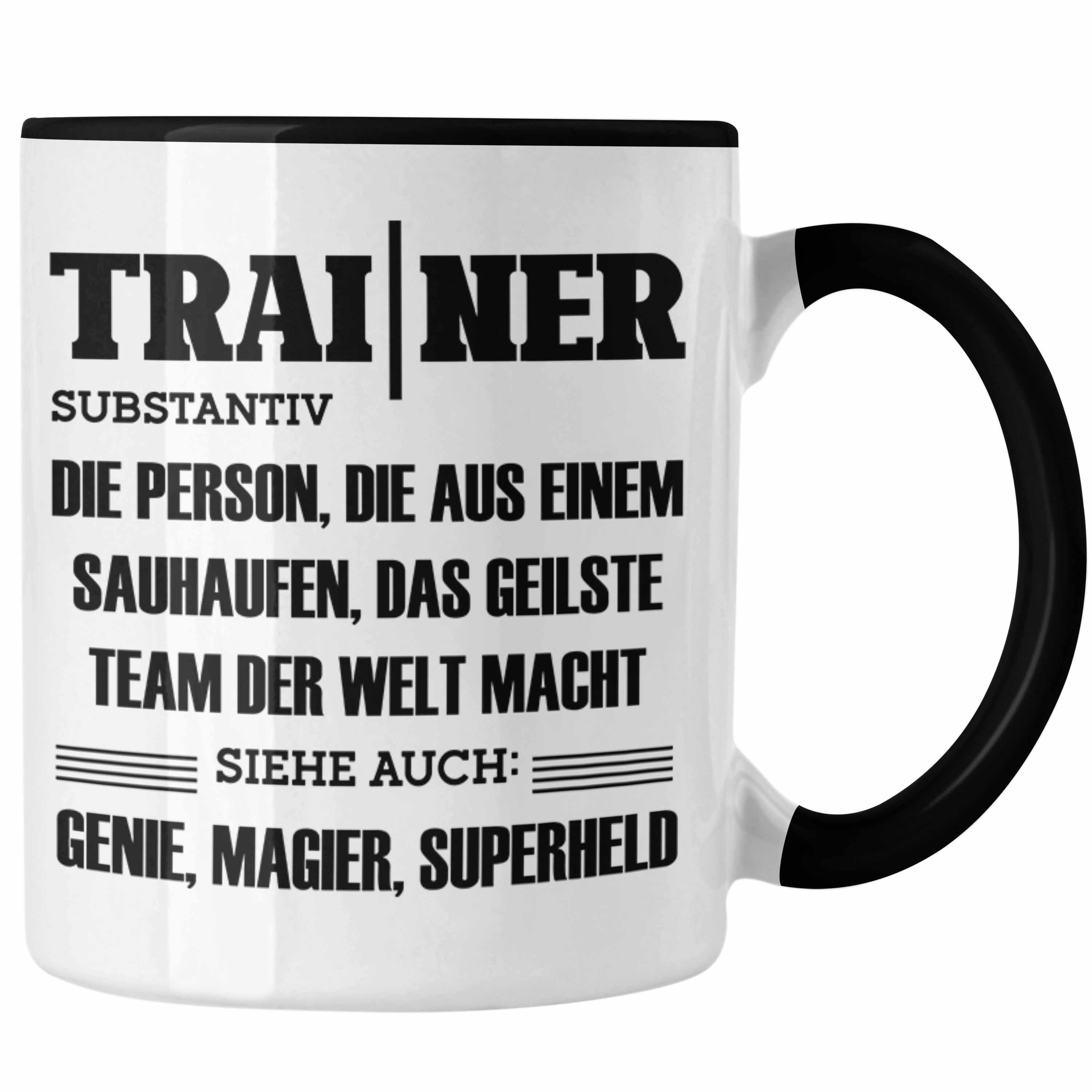Trendation Tasse Trainer Tasse Geschenk Bester Coach Geschenkidee Spruch Schwarz