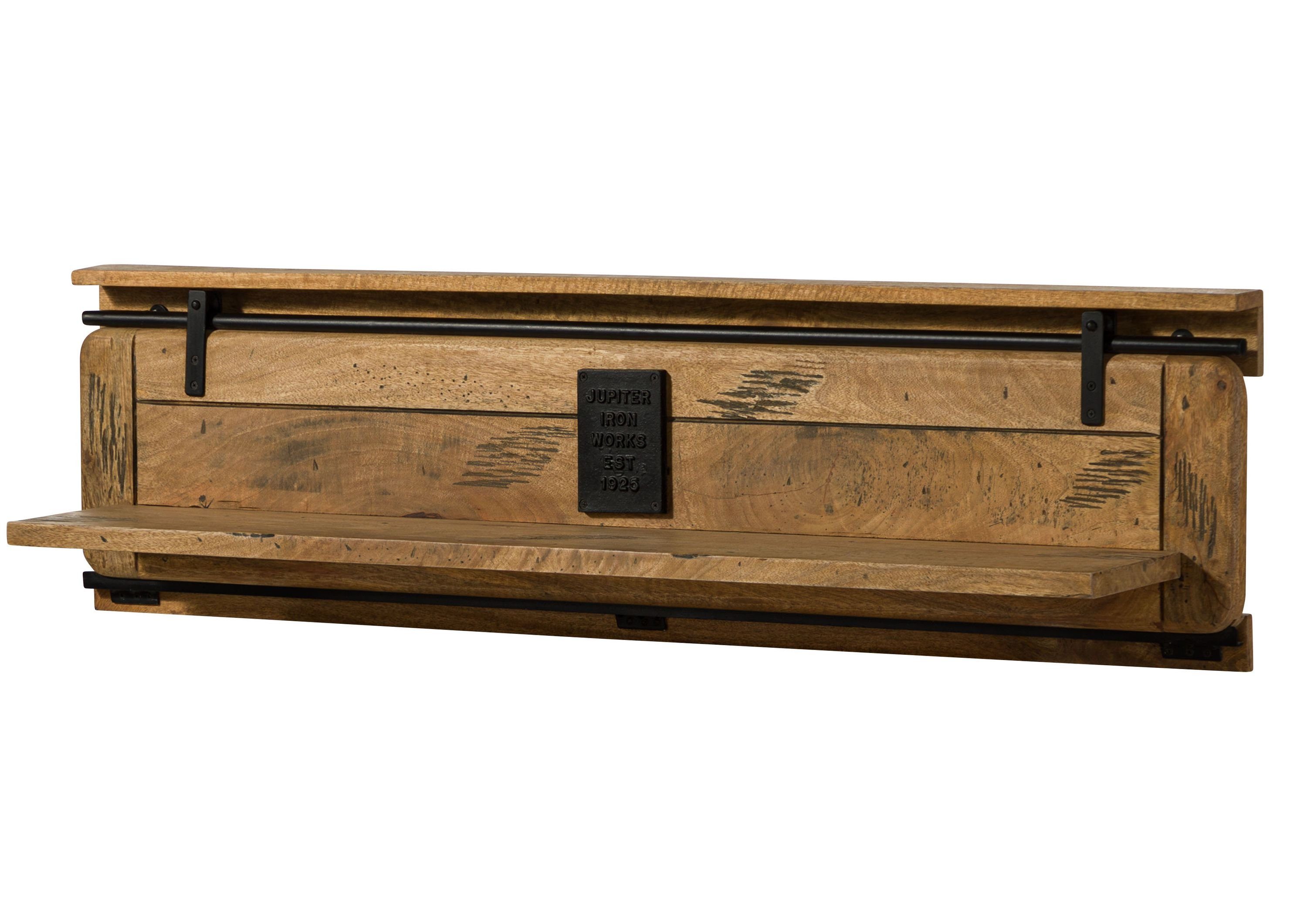 Massivmoebel24 Wandregal, 1-tlg., Mango 140x25x38 natur lackiert RAILWAY #1 günstig online kaufen