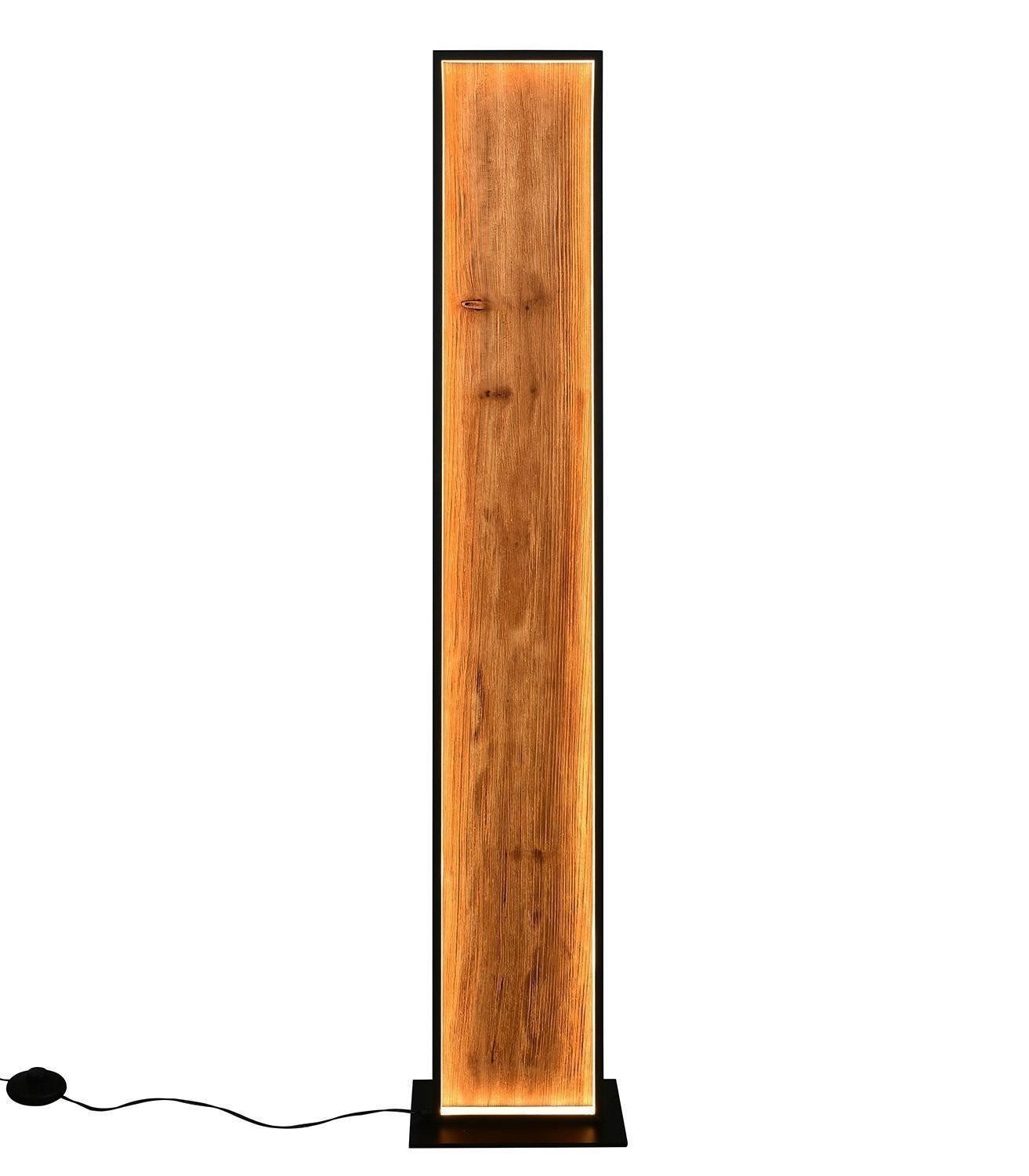 TRIO Leuchten LED Stehlampe KALEA, Braun, Schwarz, Holz, Metall, Dimmfunktion, LED fest integriert, Extra-Warmweiß, B 23 x H 120 x T 16 cm