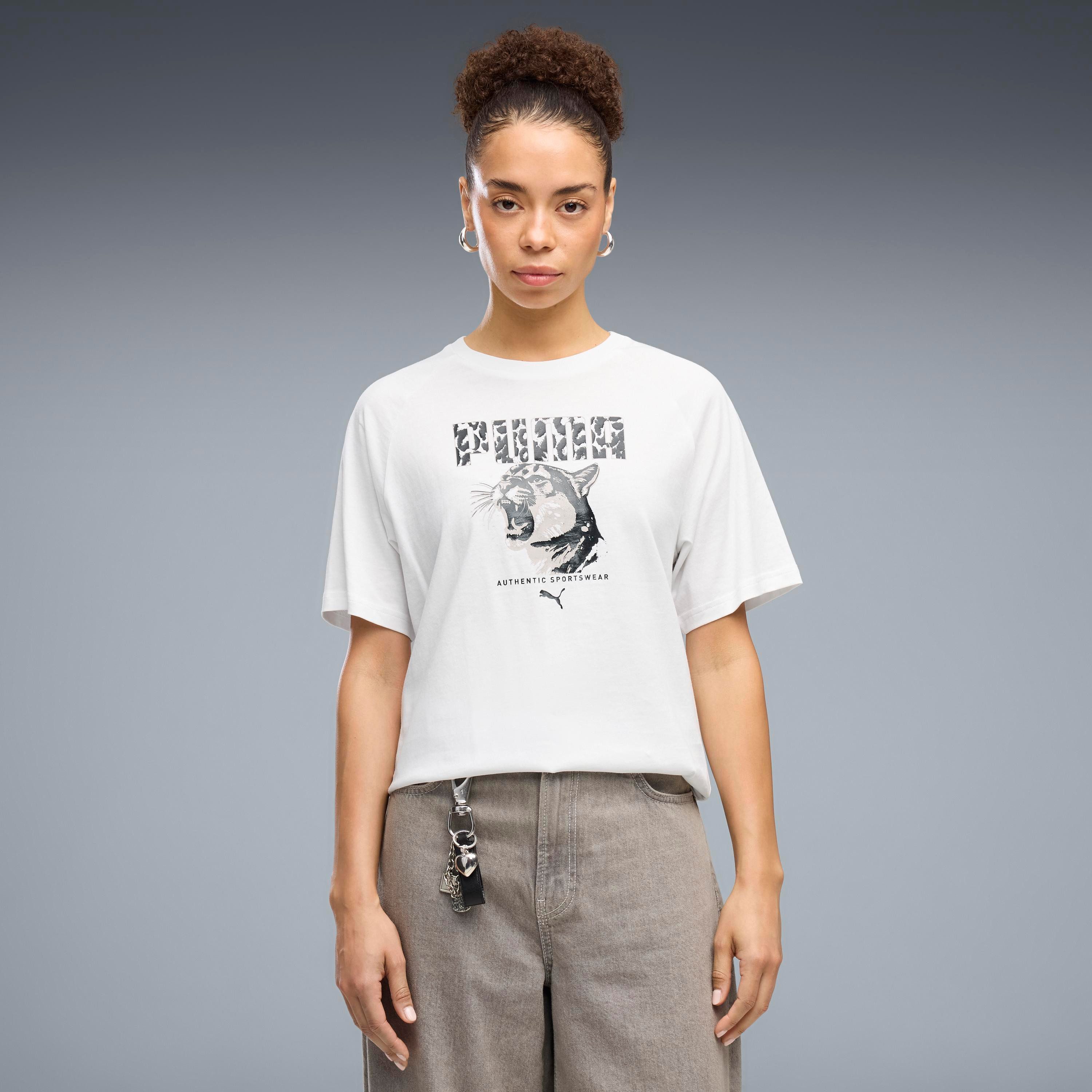 PUMA T-Shirt GRAPHICS ANIMAL RELAXED GRAPHIC TEE mit sportlichem Stil, Kurzarmdesign, Rundhalsausschnitt, unifarben