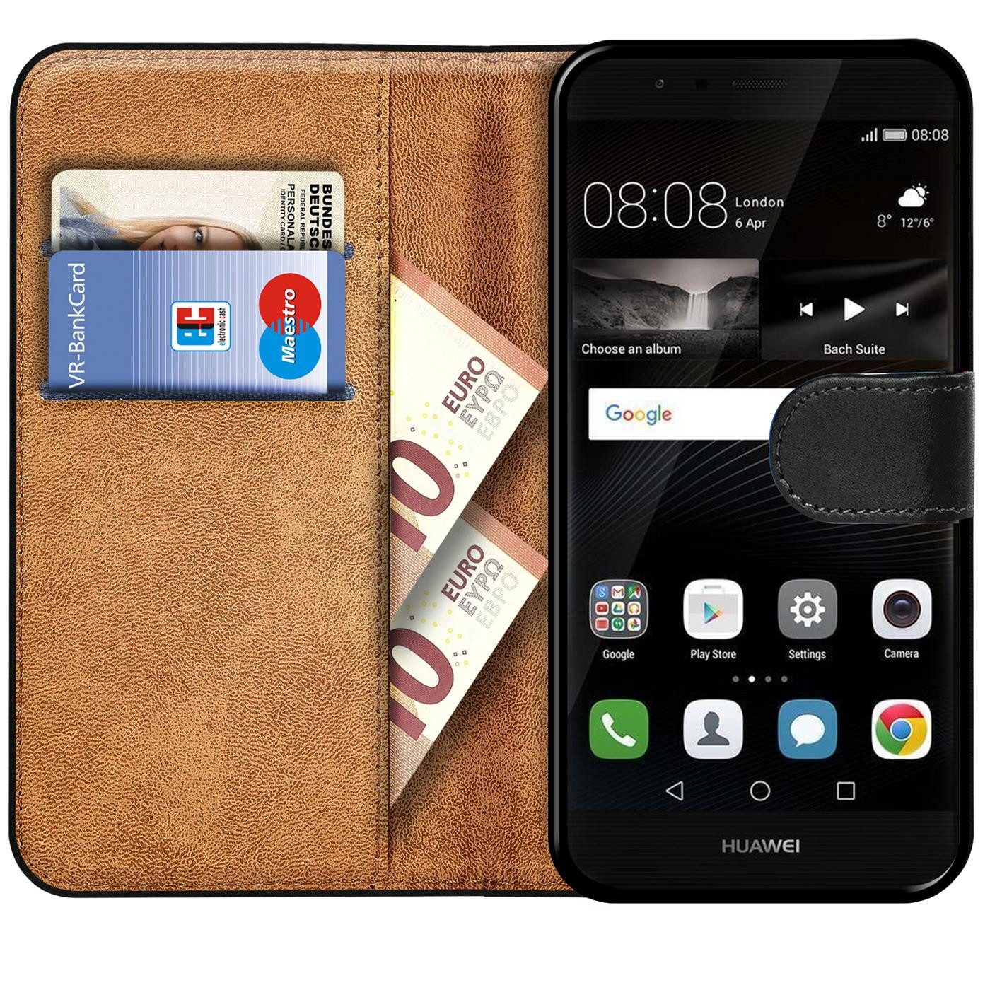 CoolGadget Handyhülle Wallet Klapp Tasche Book Case für Huawei P8 Lite 2017 5,2 Zoll, Hülle Klapphülle Flip Cover Etui Schutzhülle