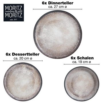 Moritz & Moritz Tafelservice Moritz & Moritz 18tlg Tafel Service Beige Geschirr Set Digital (18-tlg), 6 Personen, Kombigeschirr für 6 Personen