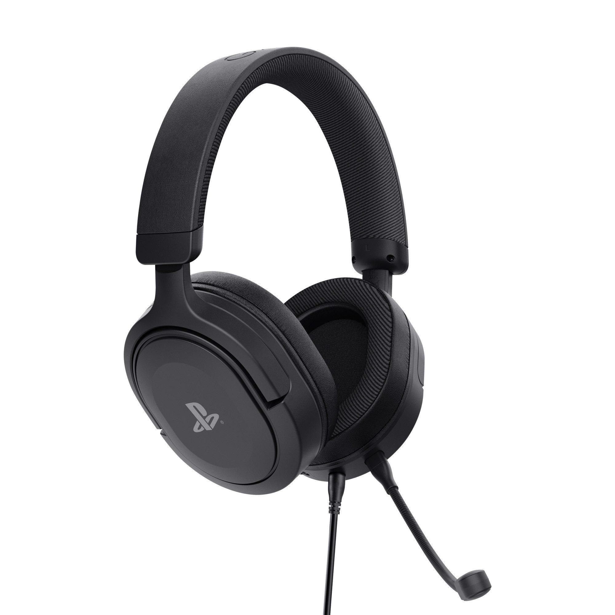 Trust GXT 498 Forta Gaming Headset PS5 PS4 Mikrofon Over Ear Gaming-Headset (Offiziell lizenziert für PlayStation®5 I Strapazierfähige, weiche Over-Ear-Polster mit der Schallisolierung von Kunstleder I Leistungsstarke 50-mm-Treiber für ein intensives Spielerlebnis I Flexibles, abnehmbares Mikrofon I Verstellbarer Kopfbügel mit beweglichen Ohrmuscheln mit Lautstärkeregler am Ohr und Mikrofonstummschaltung, Kabel)