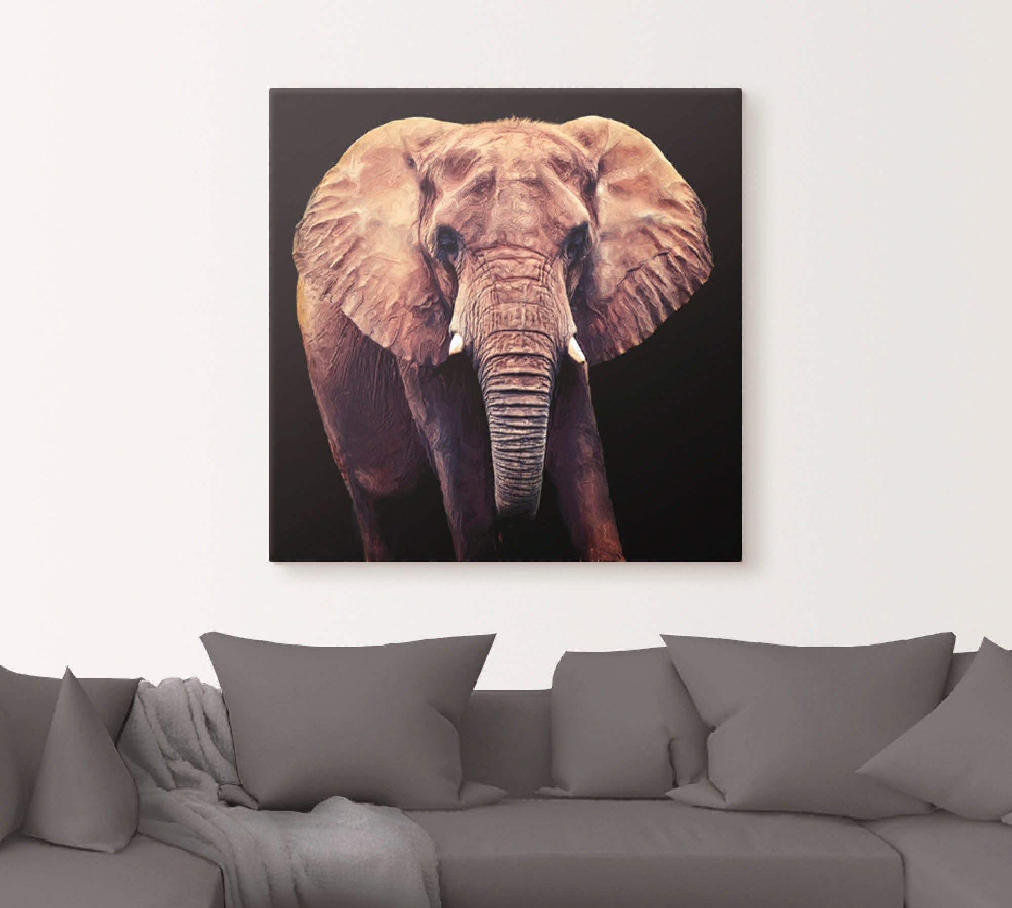 Poster Elefant, (1 als Wandbild Leinwandbild, Größen in oder Wandaufkleber versch. Wildtiere Artland St),