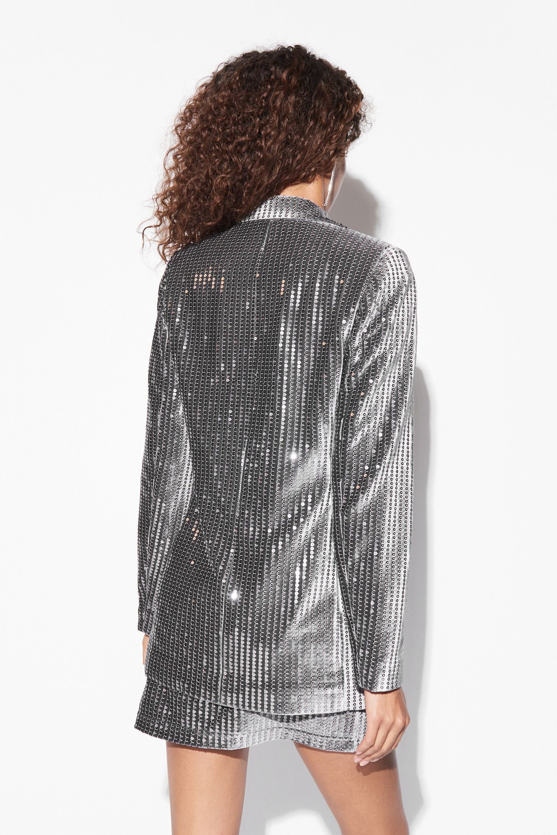 Next Jackenblazer Figurbetonter Samt-Blazer mit Pailletten (1-tlg)