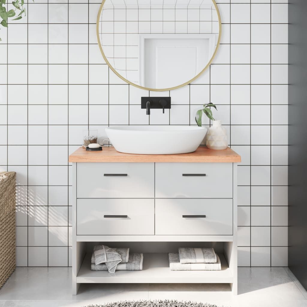 vidaXL Waschtisch 100 x 30 x 4 cm Waschtischplatte Hellbraun 100x30x4 cm Massivholz Beha