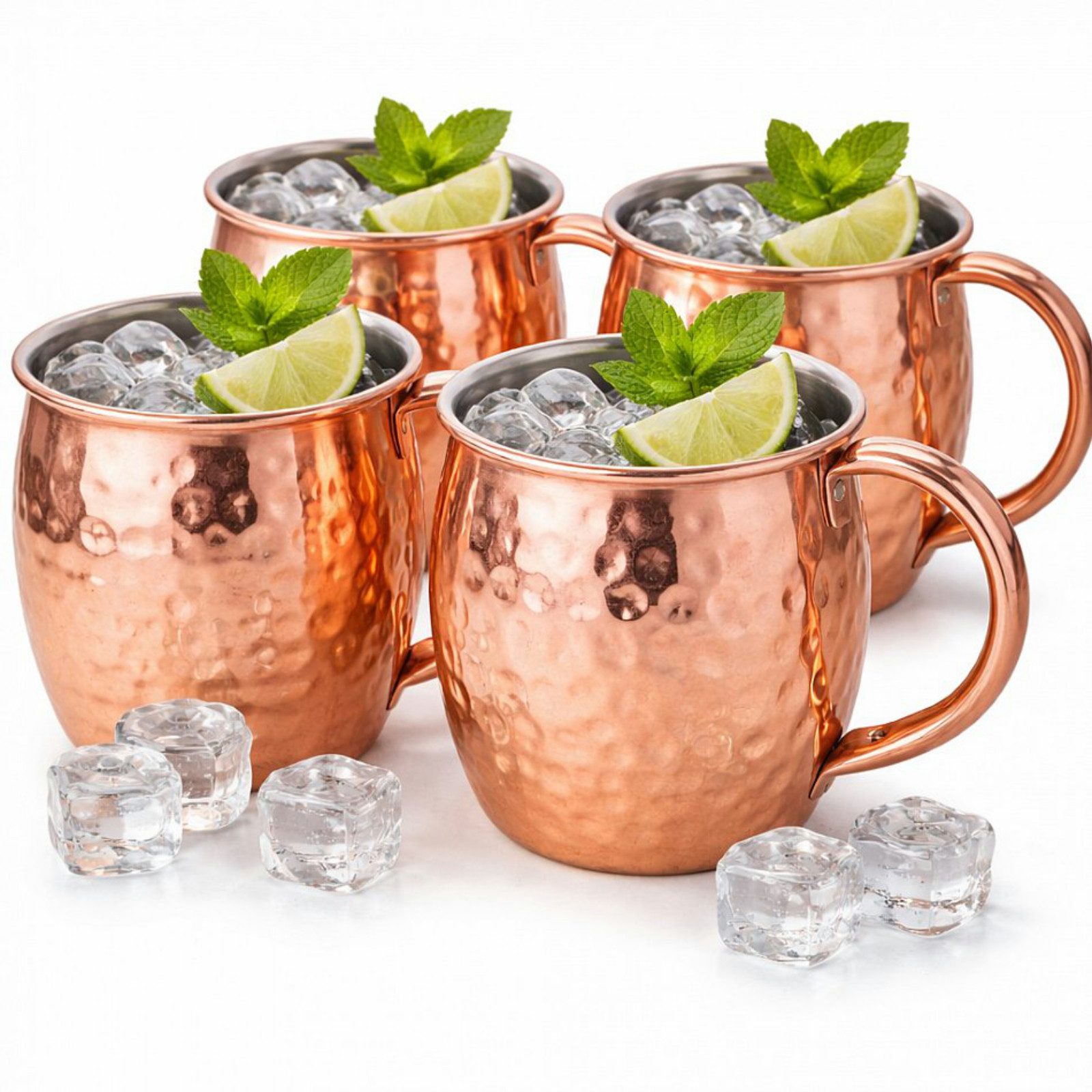 Koopman Becher Tasse Tee Edelstahl 450ml 4er Set, 4-tlg., Edelstahl, Kupferoptik, Cocktail, mit Tragehenkel, Edelstahl