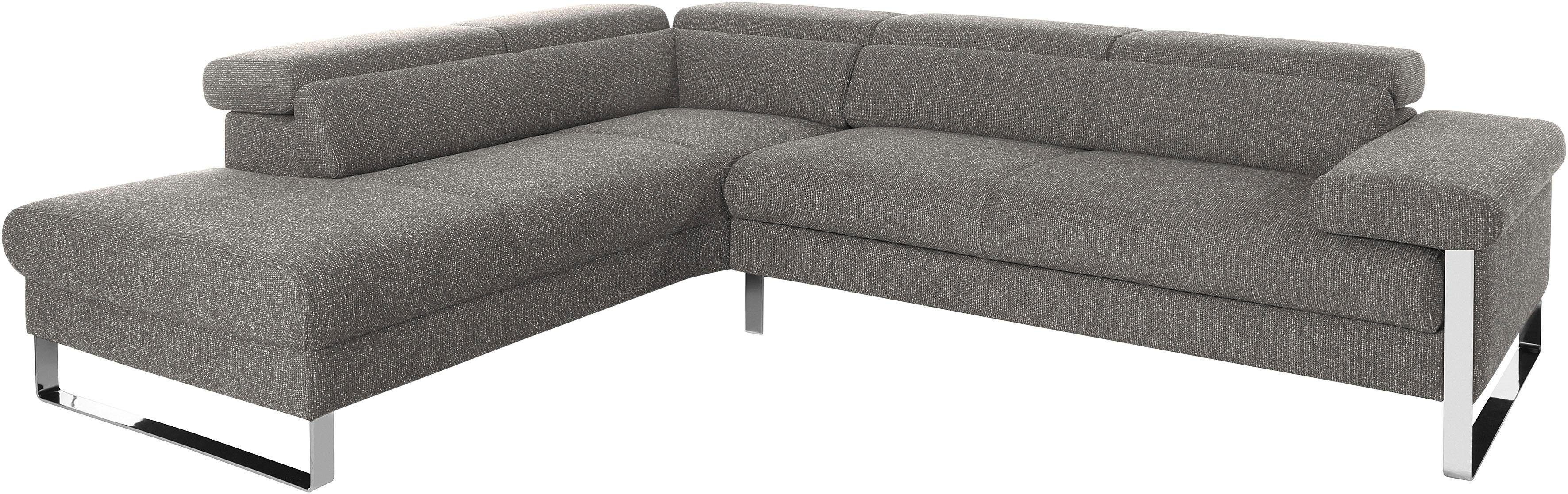 W.SCHILLIG Ecksofa finn, toller Sitzkomfort, L-Form, hochwertige Verarbeitungsdetails, German Design Award 2016, Fußgestell Chrom glänzend, Breite 281 cm