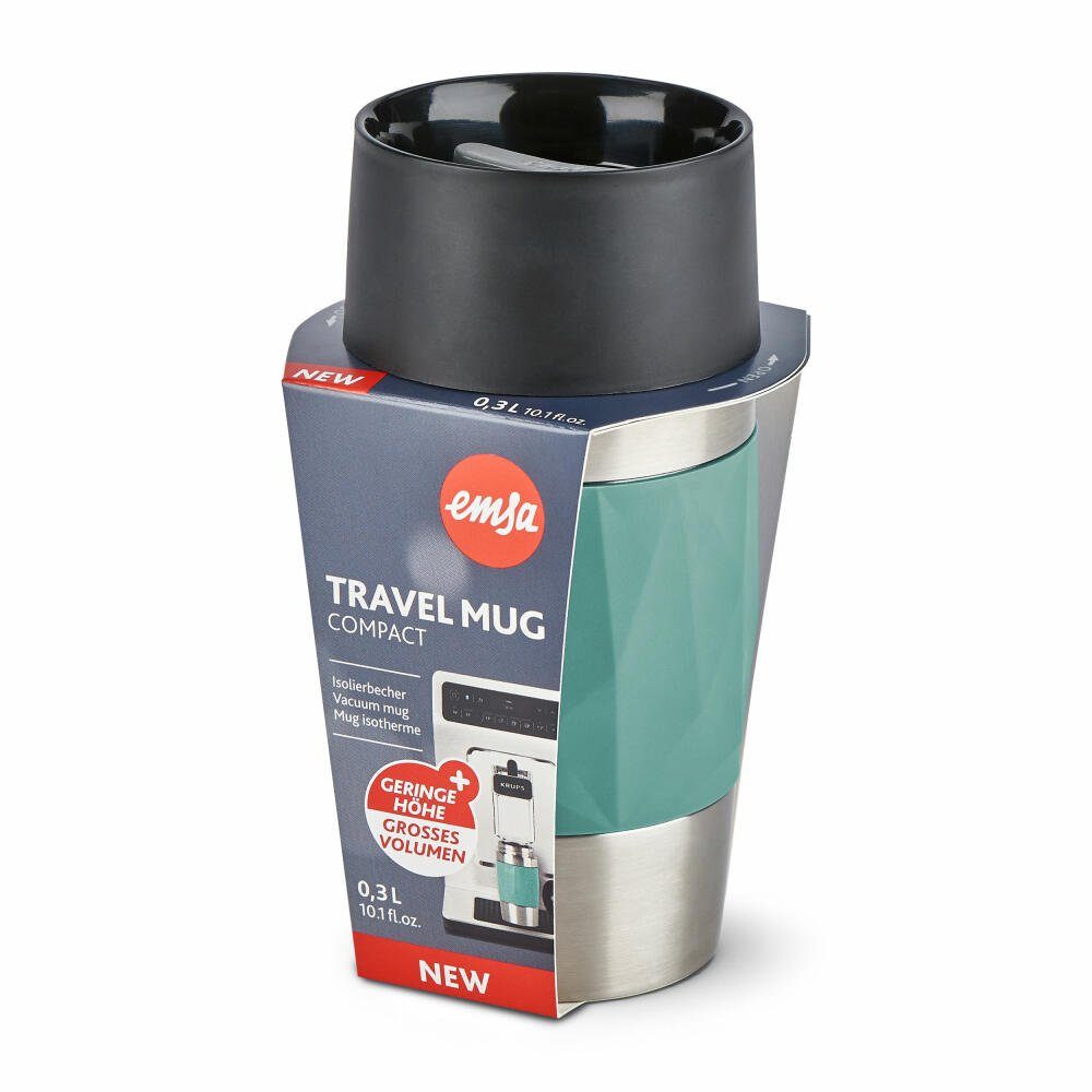 Emsa Thermobecher Travel Mug Compact Petrol 300 ml, Edelstahl