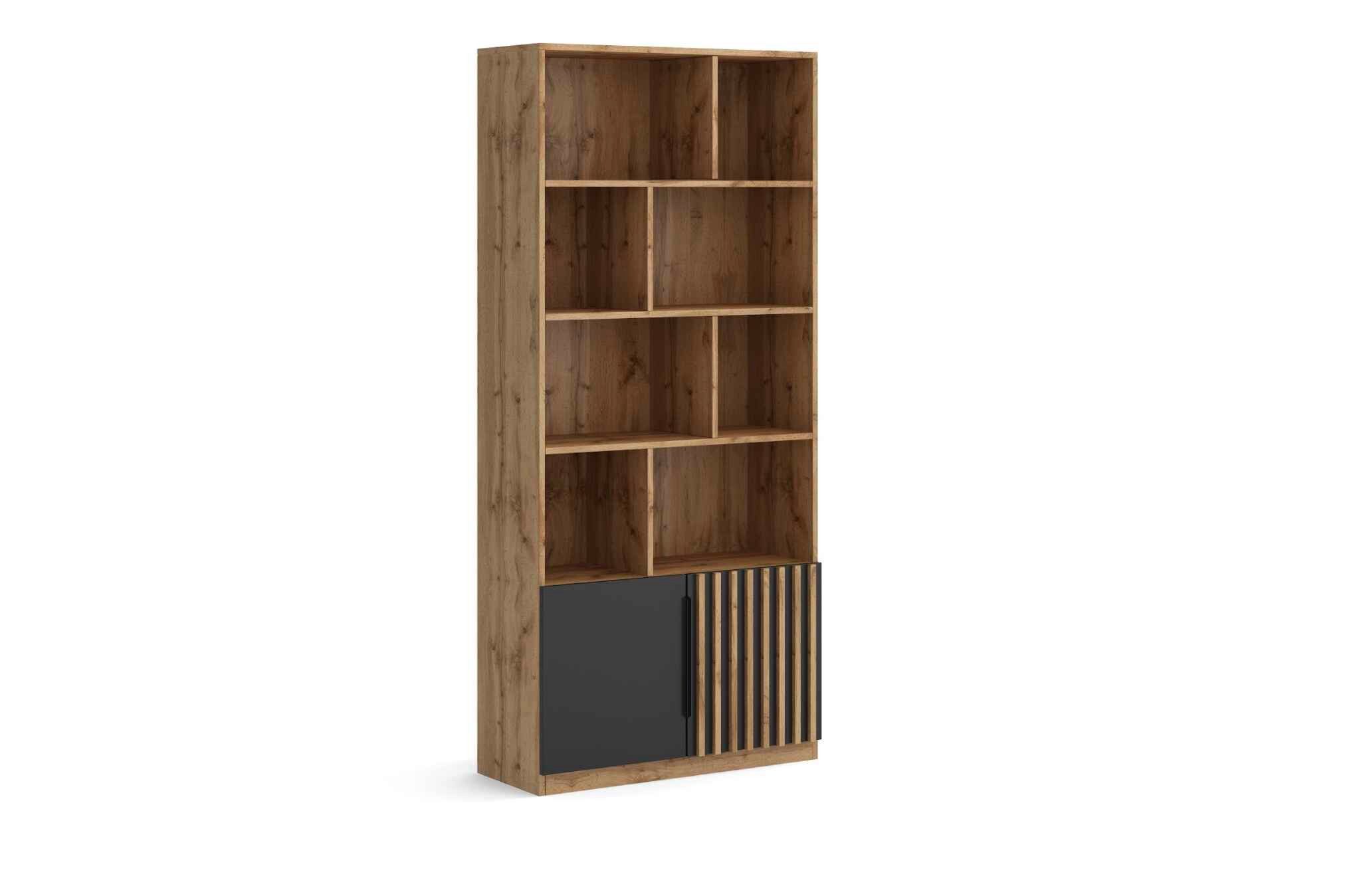 Masseno Bücherregal ZENO 200 x 90 cm Standregal Büroregal Bücherschrank Eiche Wotan