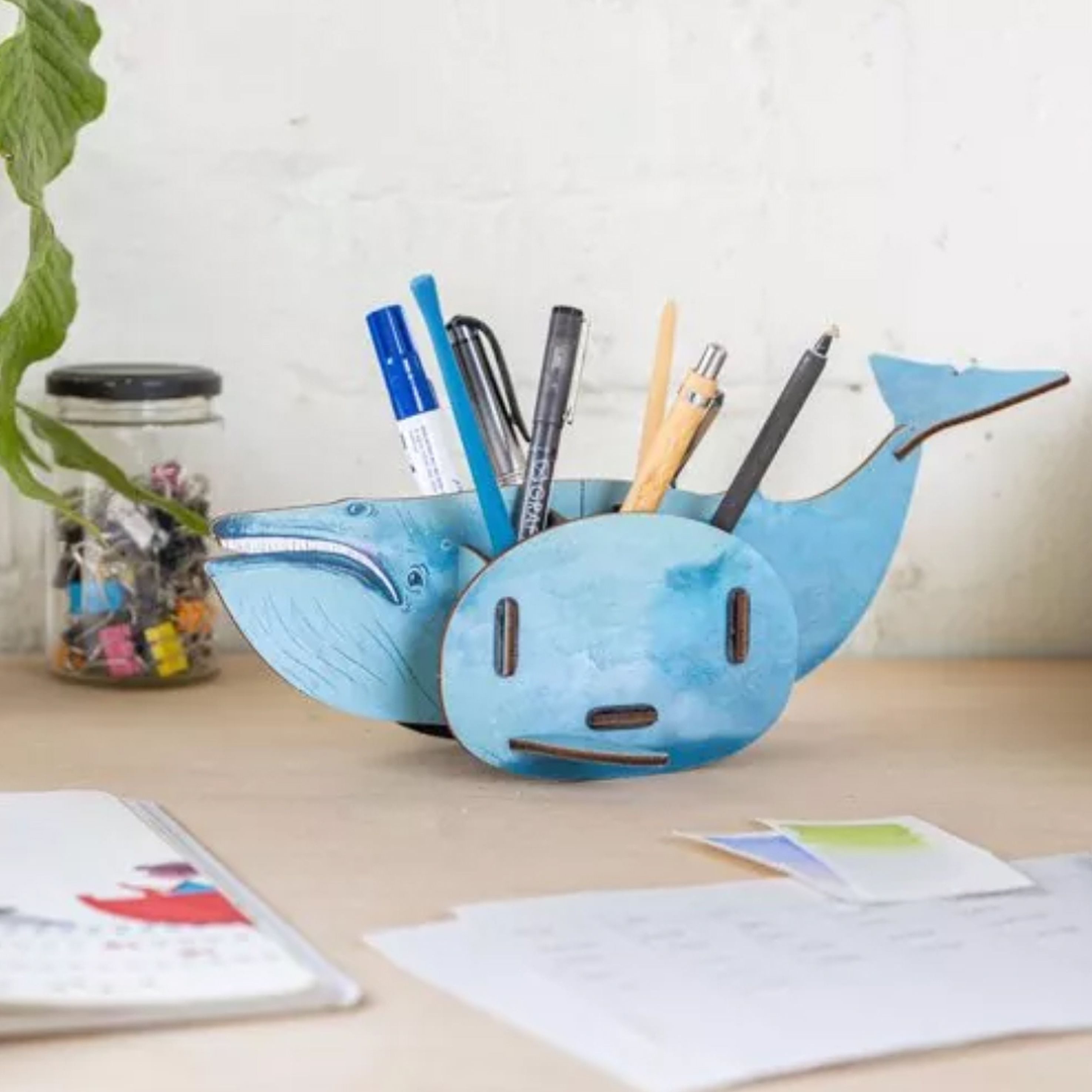 WERKHAUS® Organizer Werkhaus - Stiftebox "Wal" Stiftehalter Stifteköcher Blauwal Wal