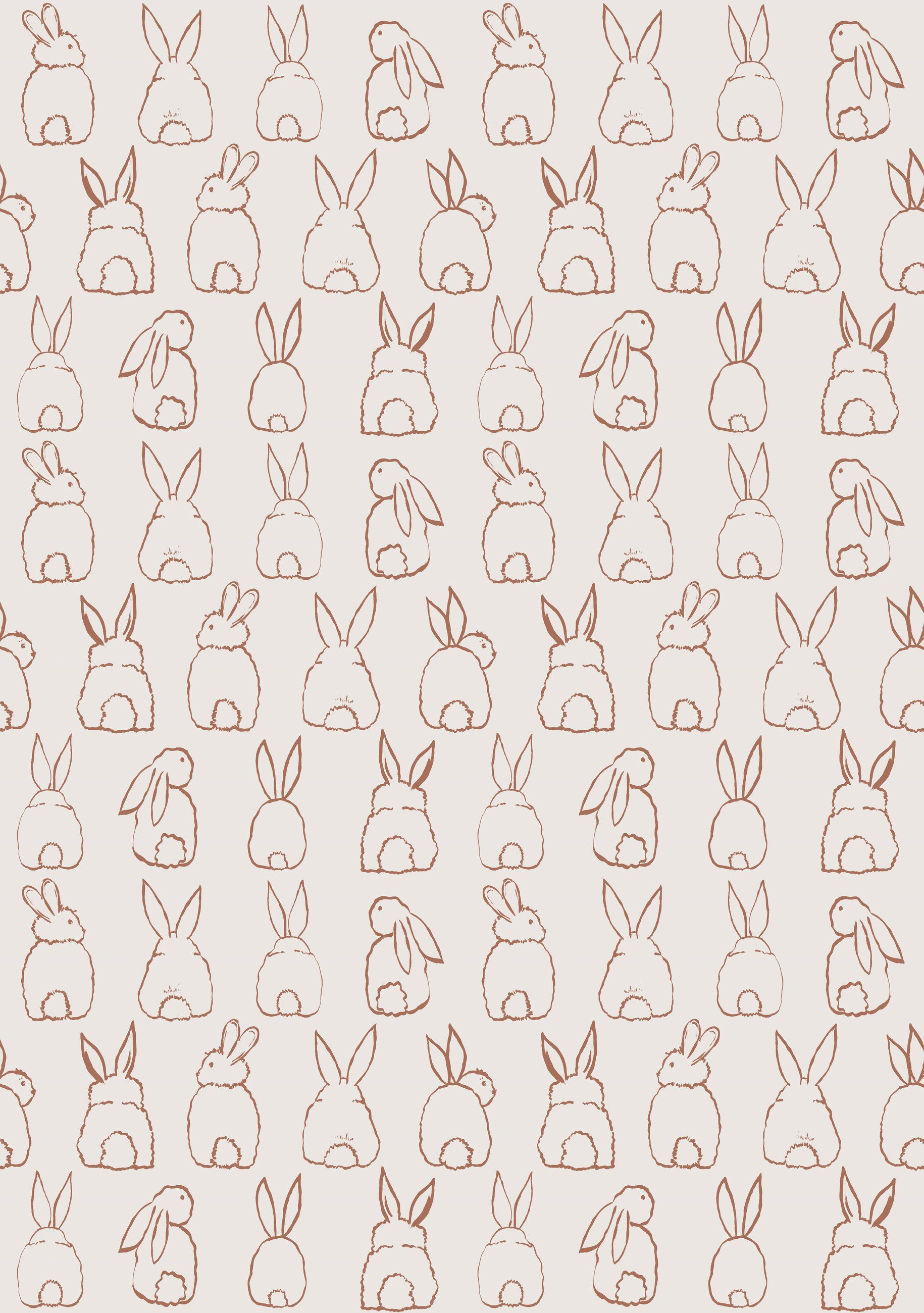 Rasch Fototapete Bunnies in Beige, Roomblush - RB305, glatt, Comic, grafisch, minimalistisch, gemustert, einfarbig, (1 St), Kinderzimmertapete
