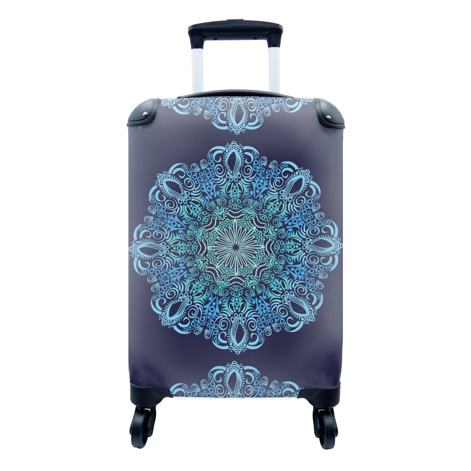 MuchoWow Handgepäckkoffer Mandala - Blau - Muster, 4 Rollen, Reisetasche mit rollen, Handgepäck für Ferien, Trolley, Reisekoffer