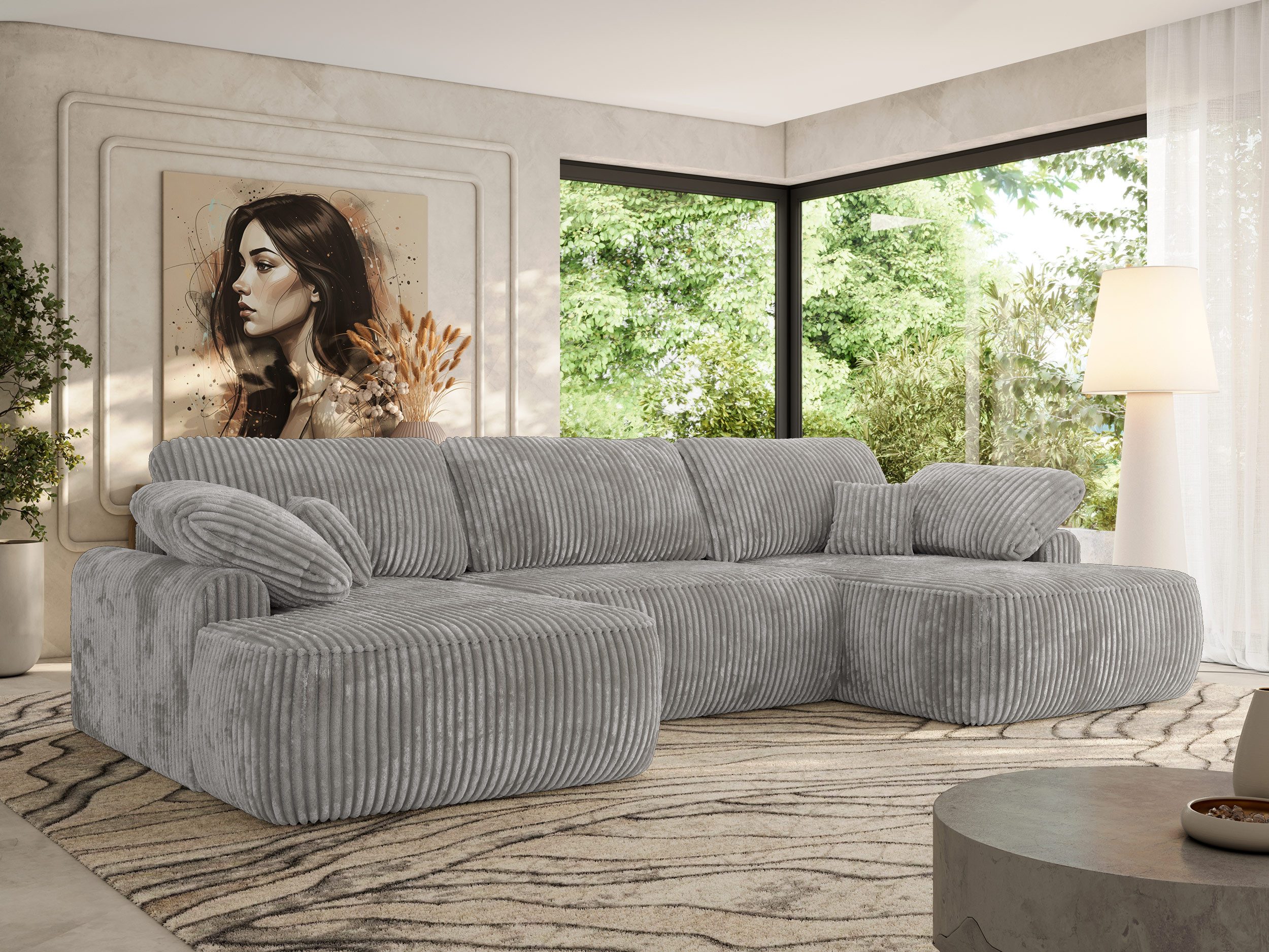 MKS MÖBEL Ecksofa CUBO U, Set, Wohnlandschaft U-Form, Wellenfedern, HR35-Schaum, form, Sofa big XXL, Bettkasten, Bettfunktion