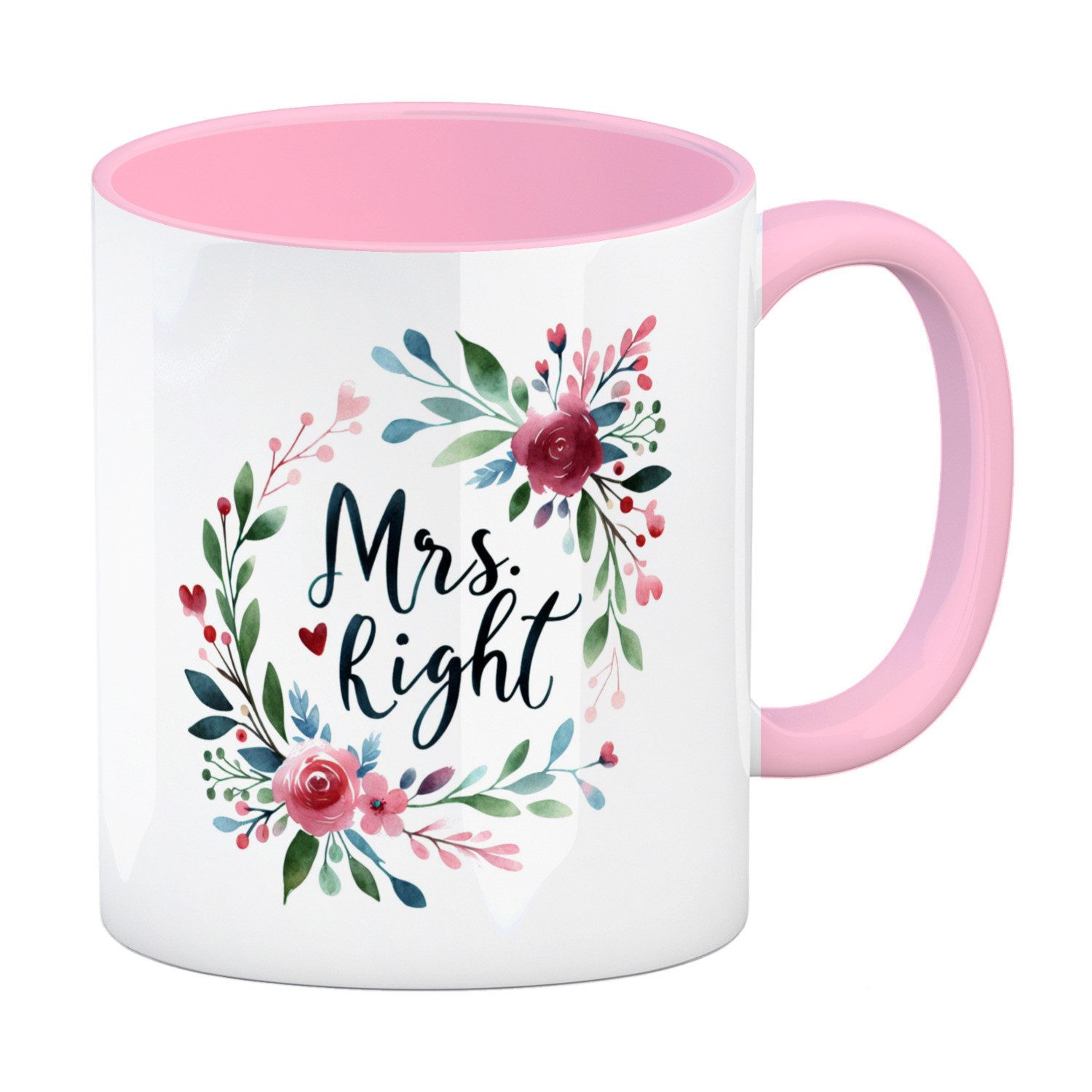 Tasse Mrs Right Kaffeebecher in rosa