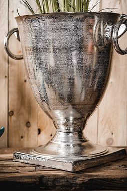 MichaelNoll Dekoschale Pokal Schale Vase Deko Aluminium Silber Deko Luxus - Moderne Dekoration aus Metall - Tischdeko Hochzeit - für Wohnzimmer, Esszimmer oder Küche - XL 46 cm