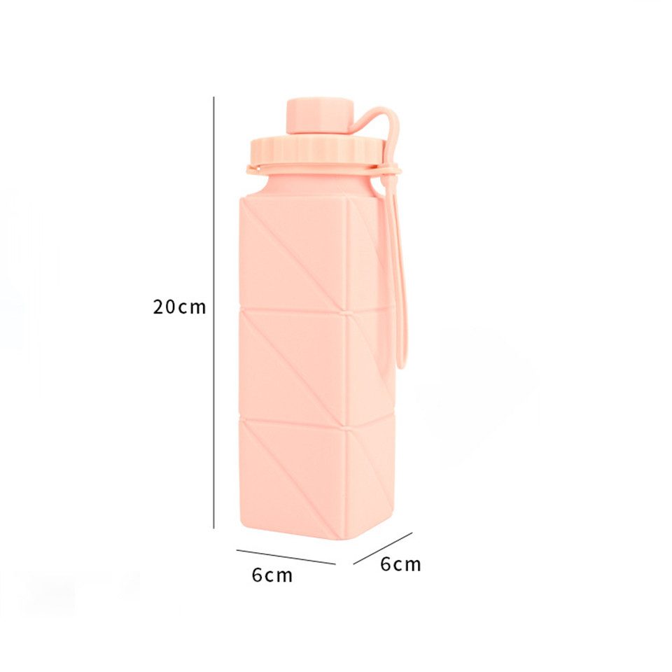 Rhein Beleuchtung Trinkflasche Zusammenklappbare Silikon-Wasserflasche, trinkflasche sport(620ml), Auslaufsicher, flexibel, BPA-frei, wiederverwendbar