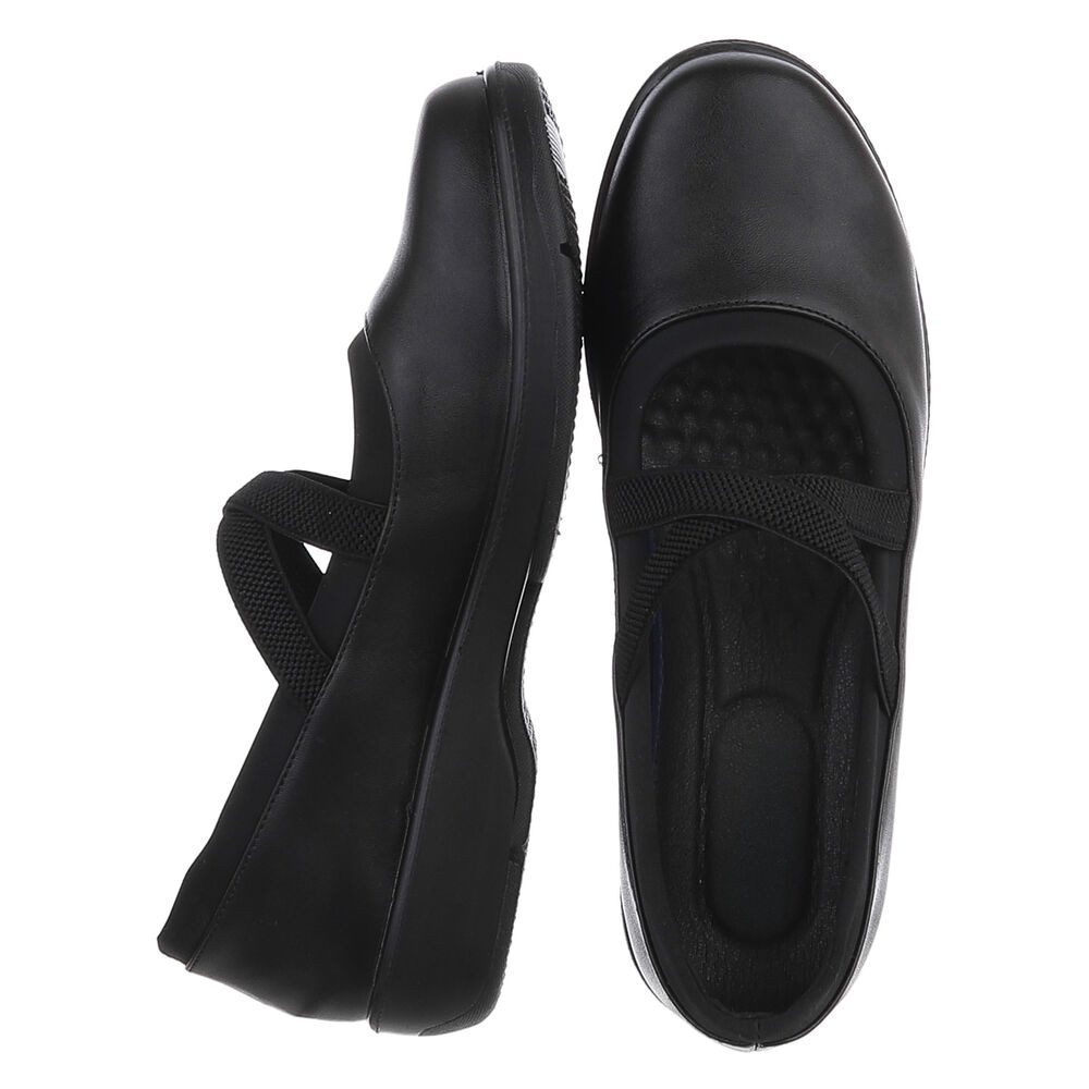 Ital-Design Damen Komfort-Halbschuh mit Riemen, Schlupfdesign Pumps (91783522) Blockabsatz Klassische Ballerinas in Schwarz