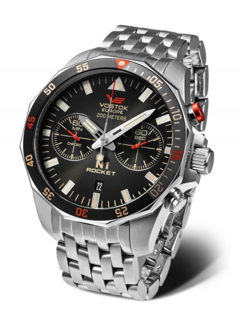 Vostok Europe Chronograph Rocket N1 Herrenuhr 46 mm Armbanduhr für Herren, 225A618B, mit hochwertigem Edelstahlband
