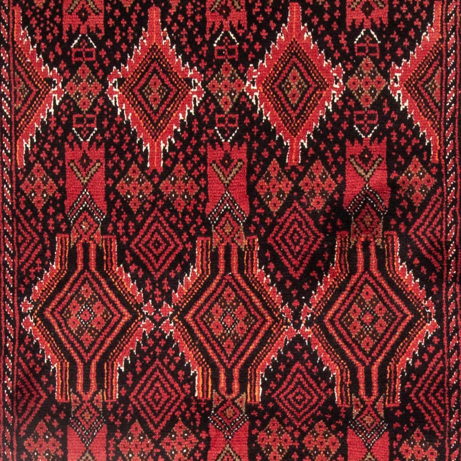 Belutsch 104 Hochflor-Läufer Handgeknüpft Durchgemustert 189 Rosso x morgenland, Höhe: rechteckig, mm, cm, 8