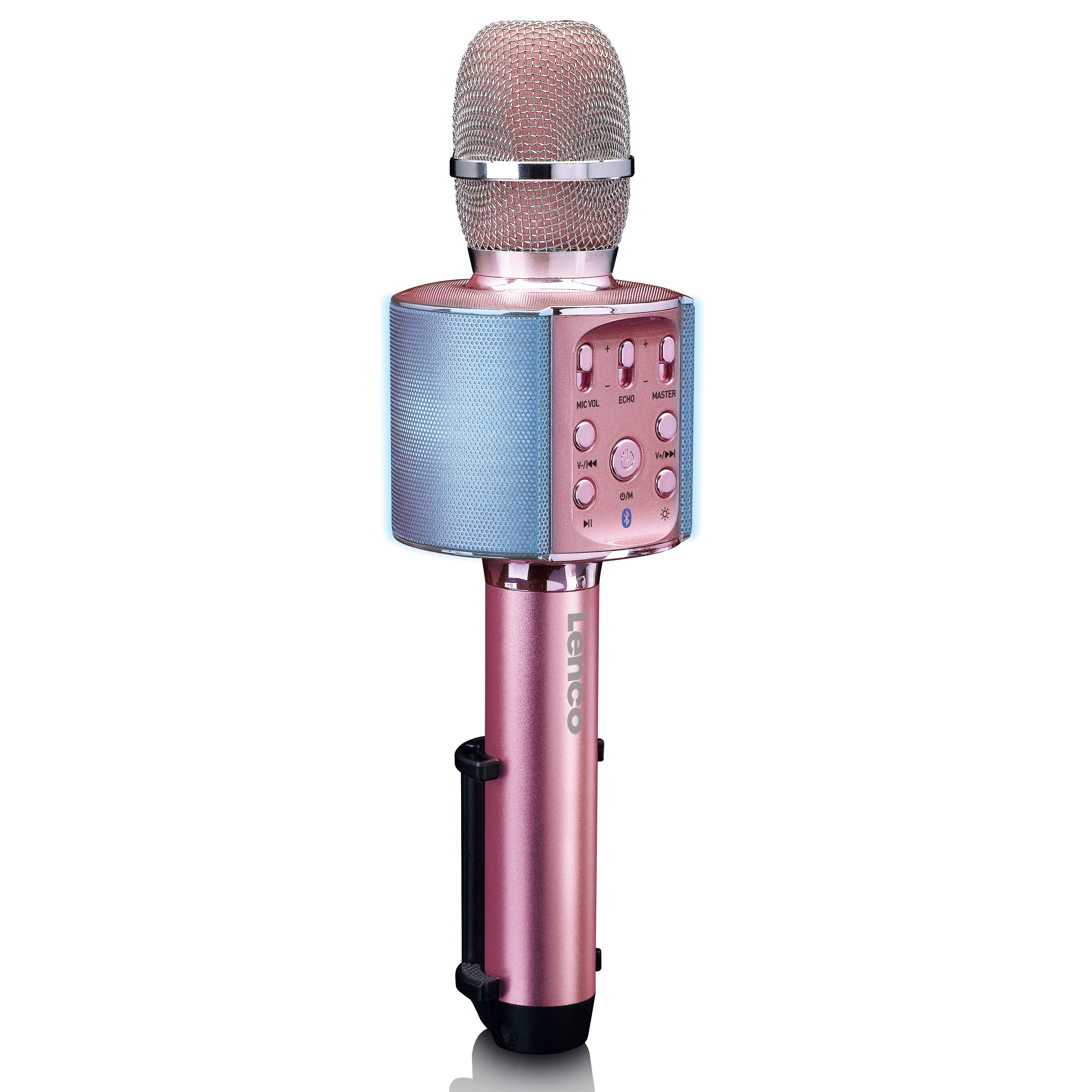 Lenco Mikrofon BMC-090PK (1-tlg), Karaoke-Mikrofon,Bluetooth 5.0,8 Std Akku,Licht & Stimmeffekte