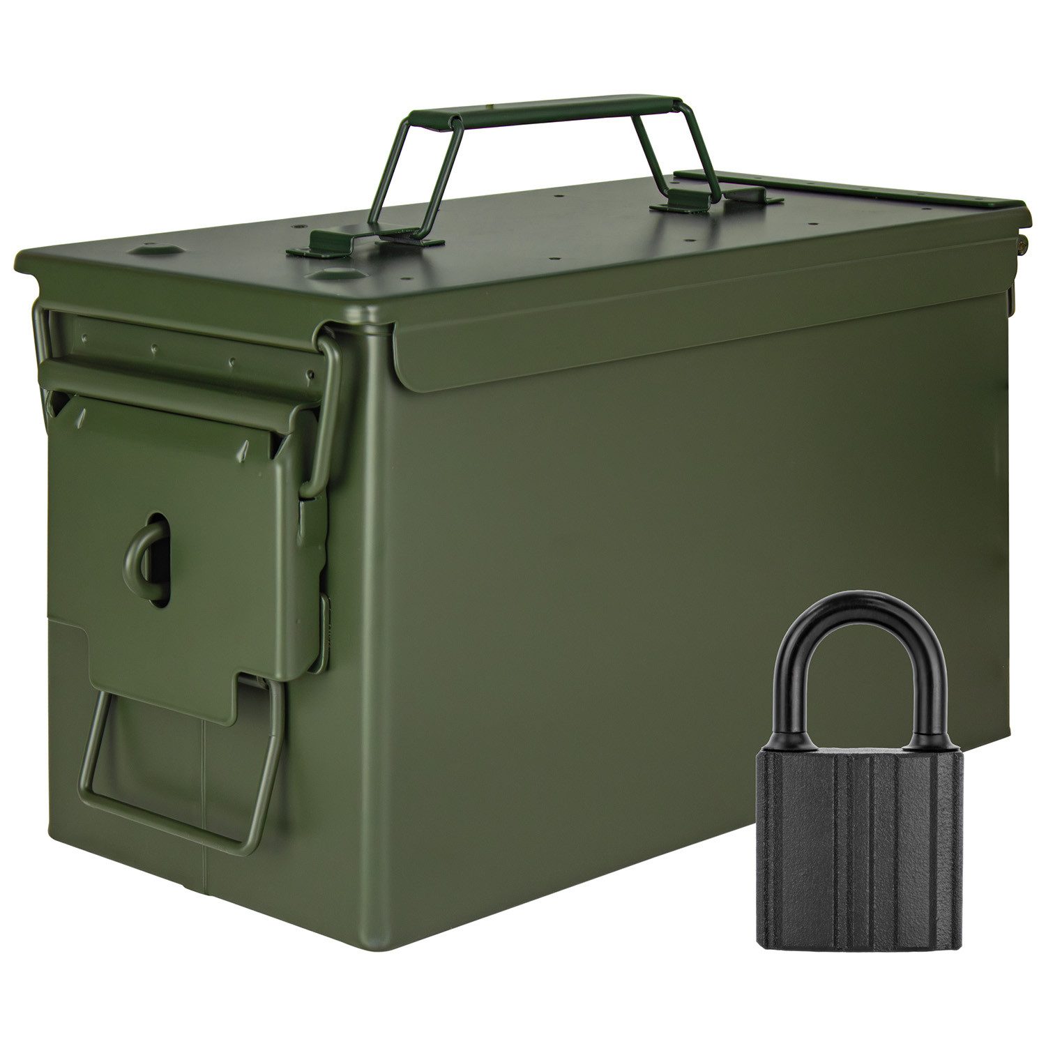 Aufbewahrungsbox Munitionsbox mit Schloss Box Metallkiste 31 x 16 x 19 cm Grün Metall
