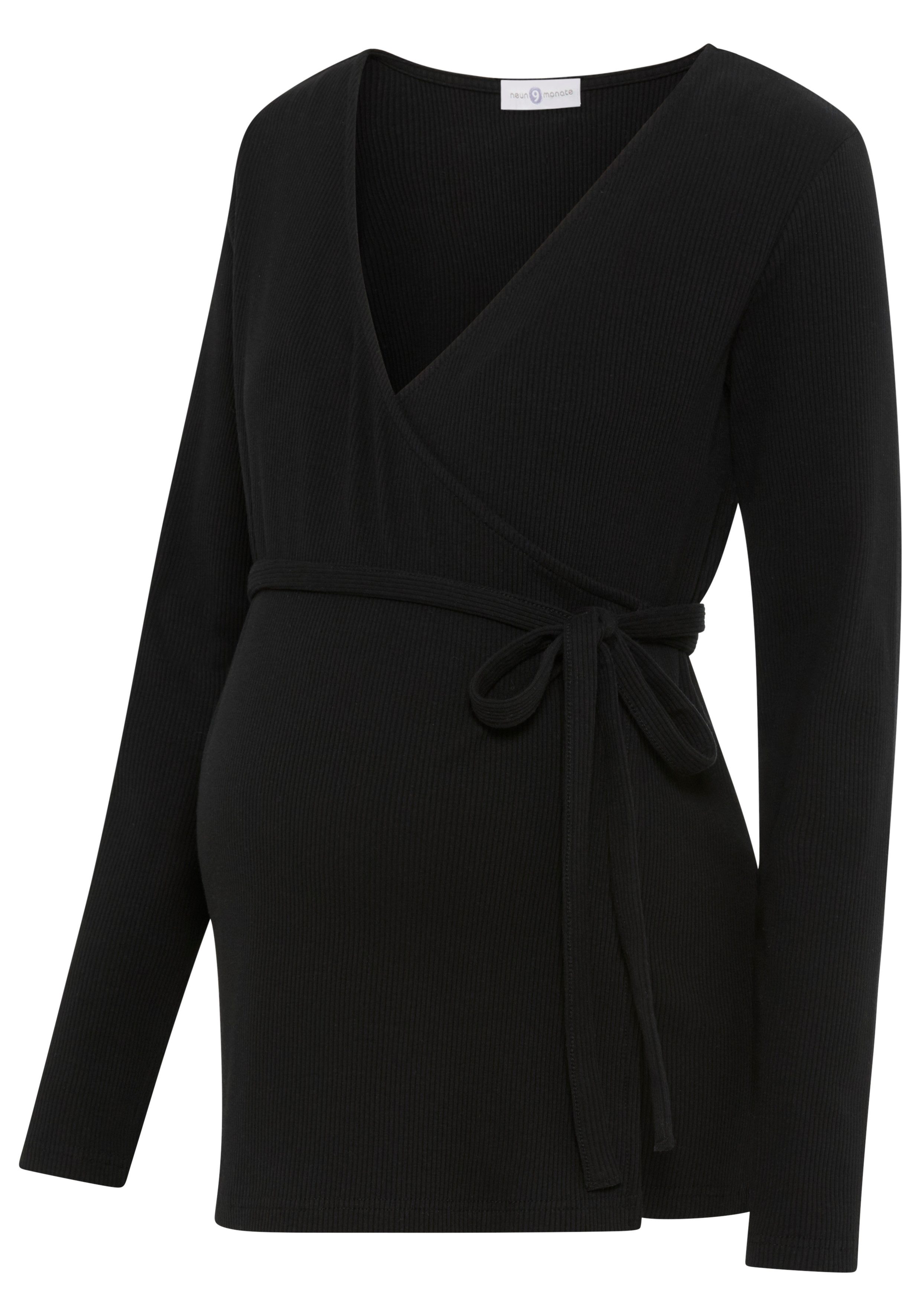 Nine-month maternity shirt, nursing shirt, wrap shirt for pregnancy and breastfeeding, ribbed wrap shirt for pregnancy and breastfeeding