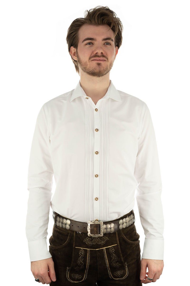 OS-Trachten Trachtenhemd Lexor Herren Langarmhemd mit Liegekragen