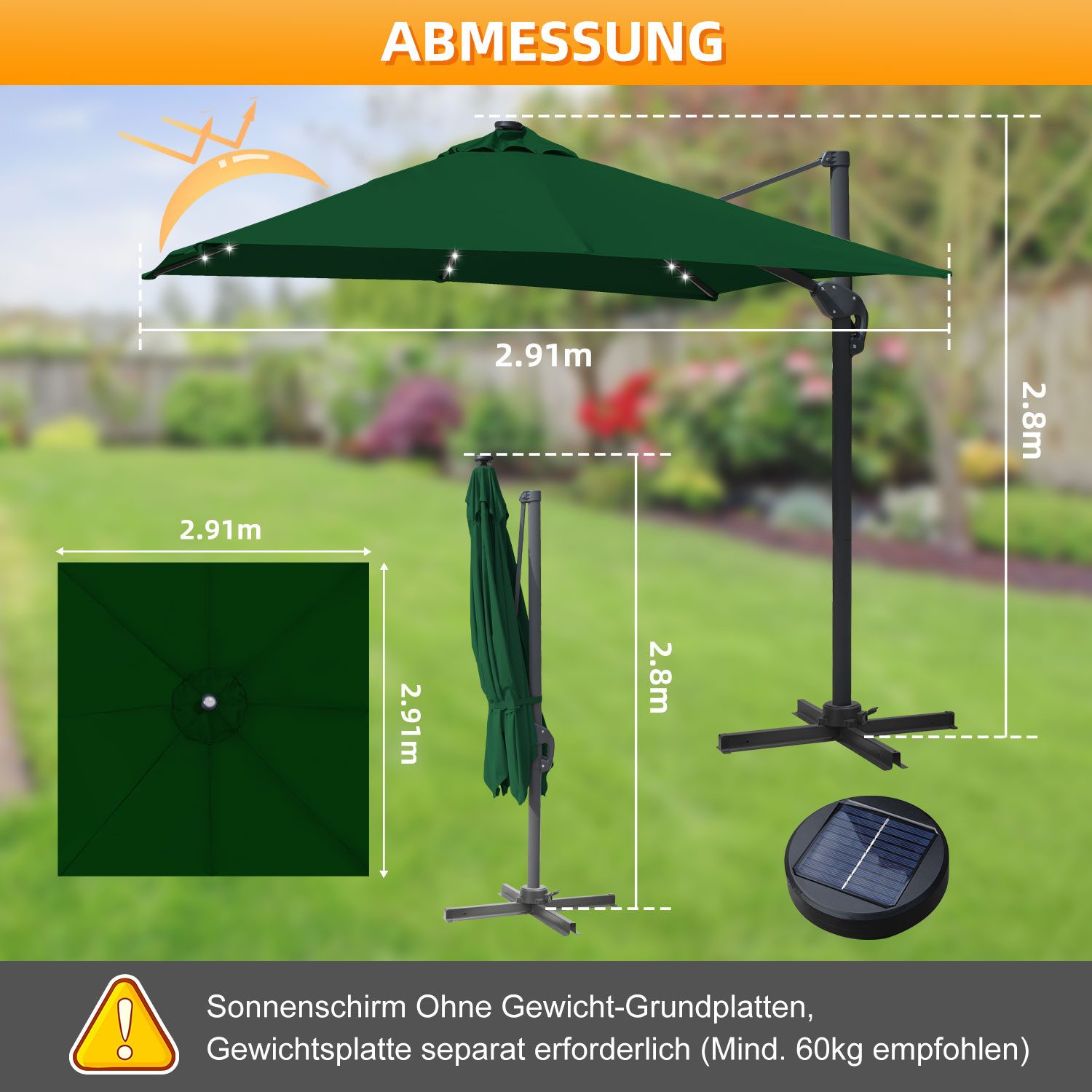 Clanmacy Ampelschirm 300 x 300cm Sonnenschirm günstig online kaufen