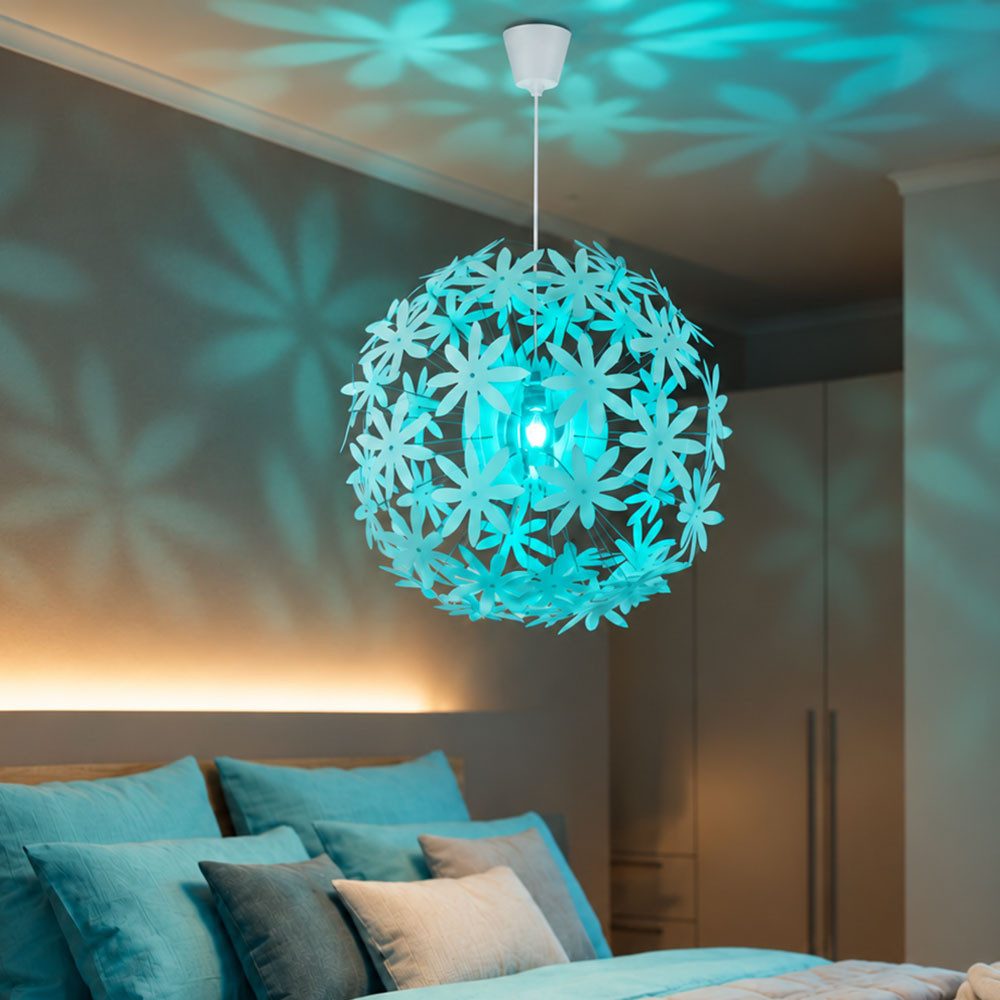 GLOBO LIGHTING LED Pendelleuchte, Leuchtmittel inklusive, Farbwechsel, Warmweiß, Pendelleuchte Blumenmuster Deckenlampe hängend weiß