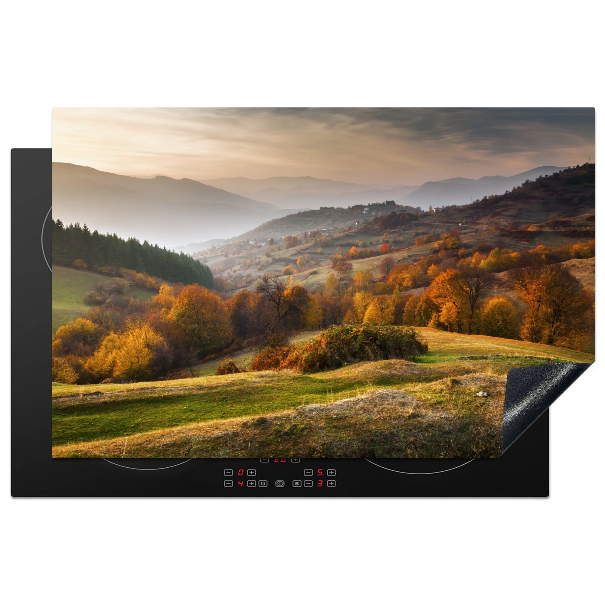 MuchoWow Herdblende-/Abdeckplatte Landschaft - Herbst - Bäume, Vinyl, (1 tlg), 81x52 cm, Induktionskochfeld Schutz für die küche, Ceranfeldabdeckung