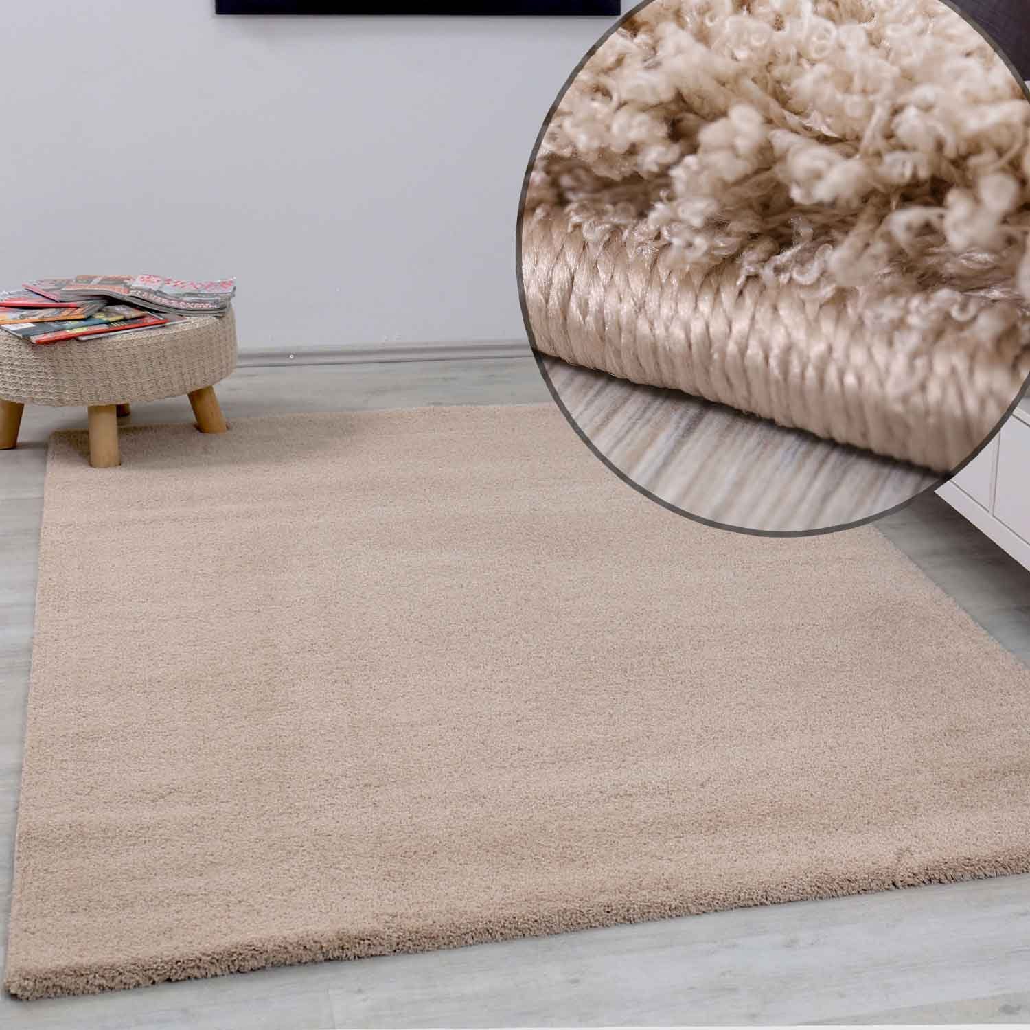 Vimoda Fellteppich Mikrofaser Ultra Weich, Teppich Wohnzimmer in moderne Farben, Rechteckig, Höhe: 18 mm, Teppich Hochflor Mikrofiber Läüfer Shaggy Flauschiger